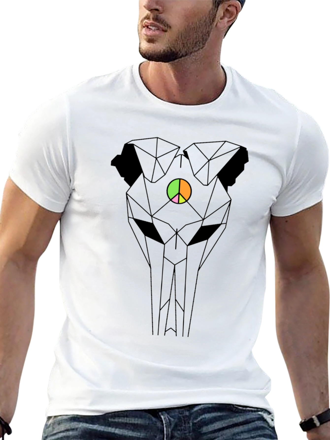 Geometric Dog Peace Sign T-Shirt