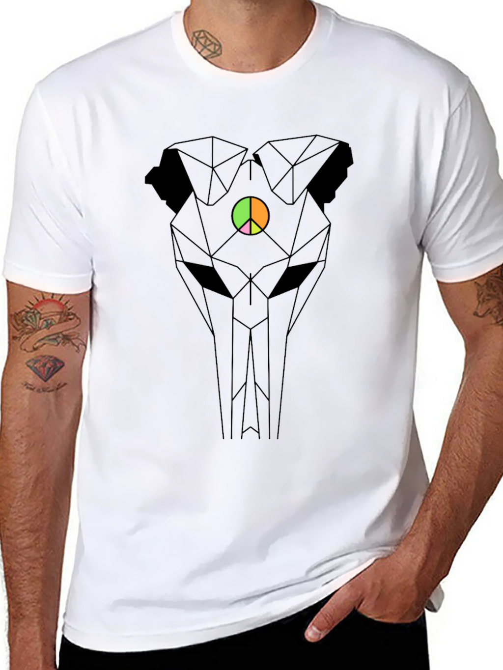 Geometric Dog Peace Sign T-Shirt