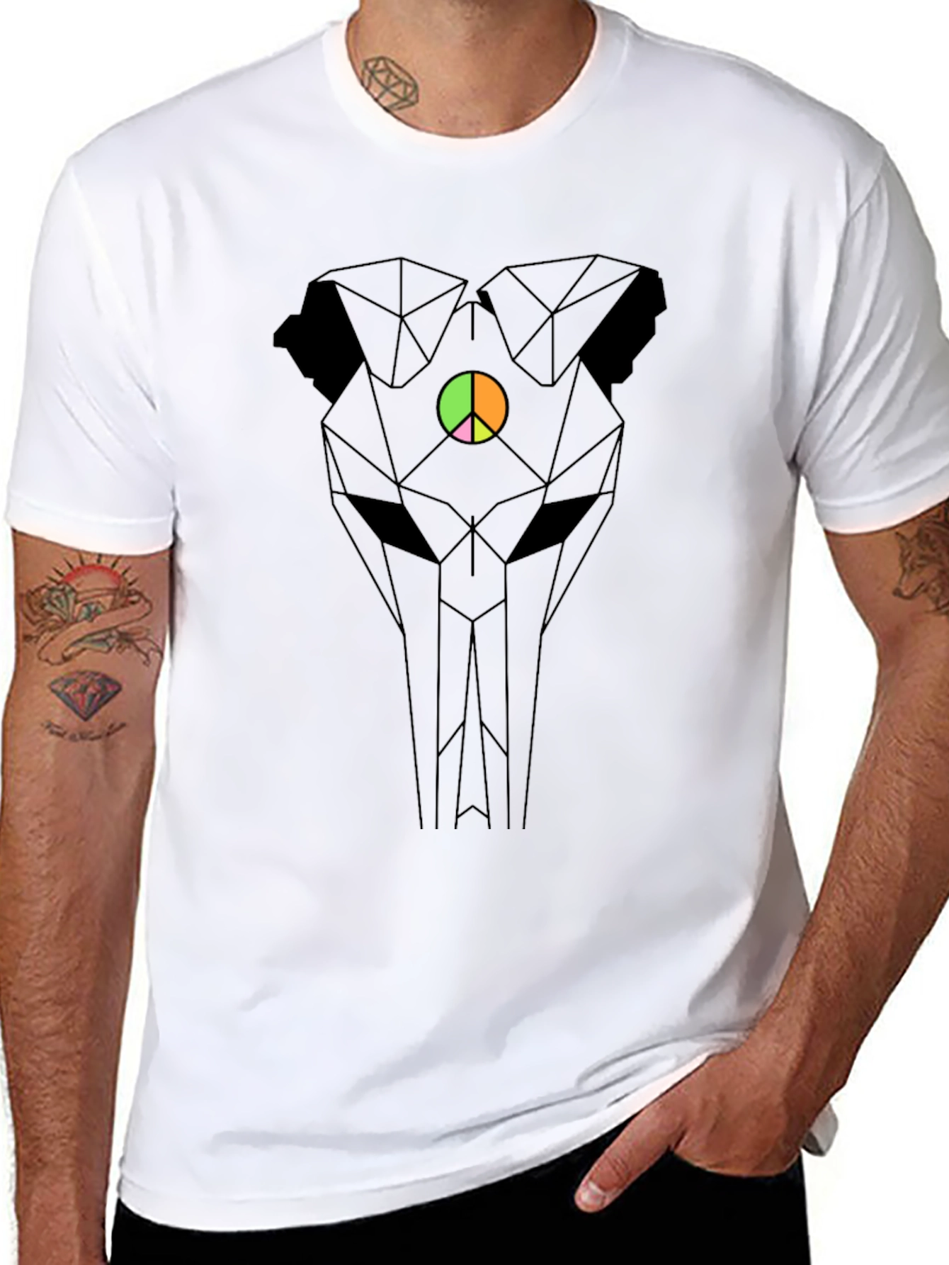 Geometric Dog Peace Sign T-Shirt