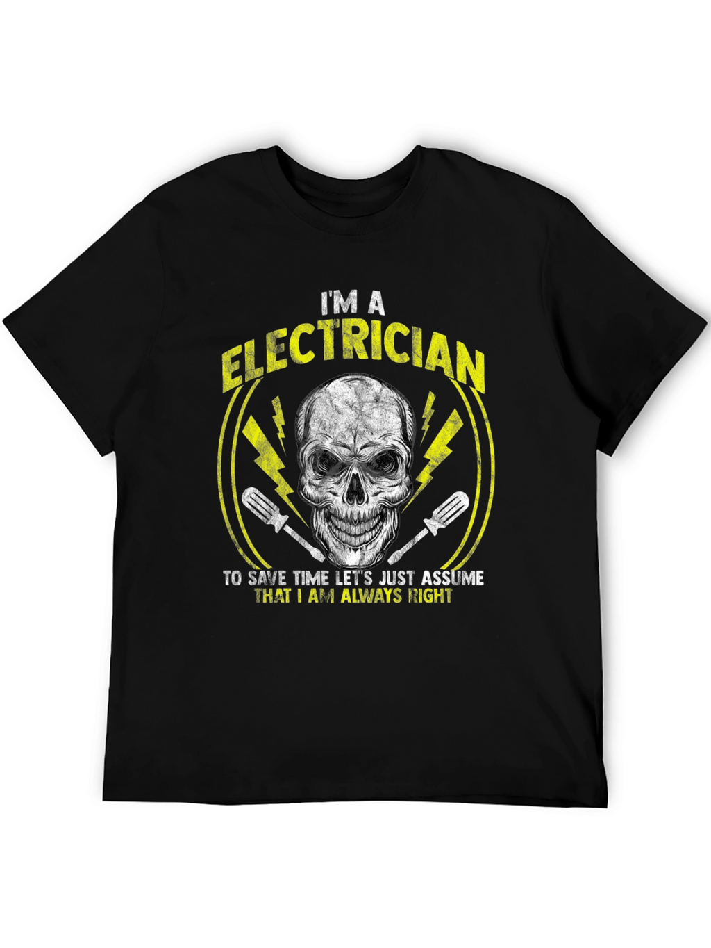 Electrician Humor T-Shirt - Skull Design