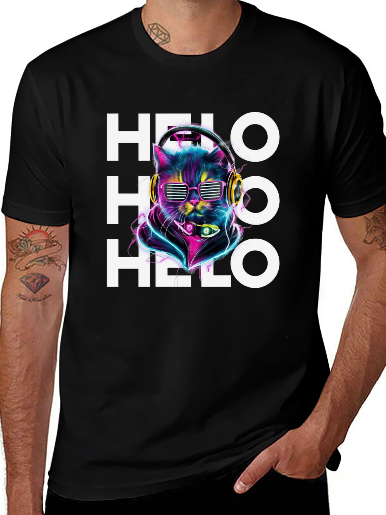 Cool Cat DJ T-Shirt - Hello Graphic Tee