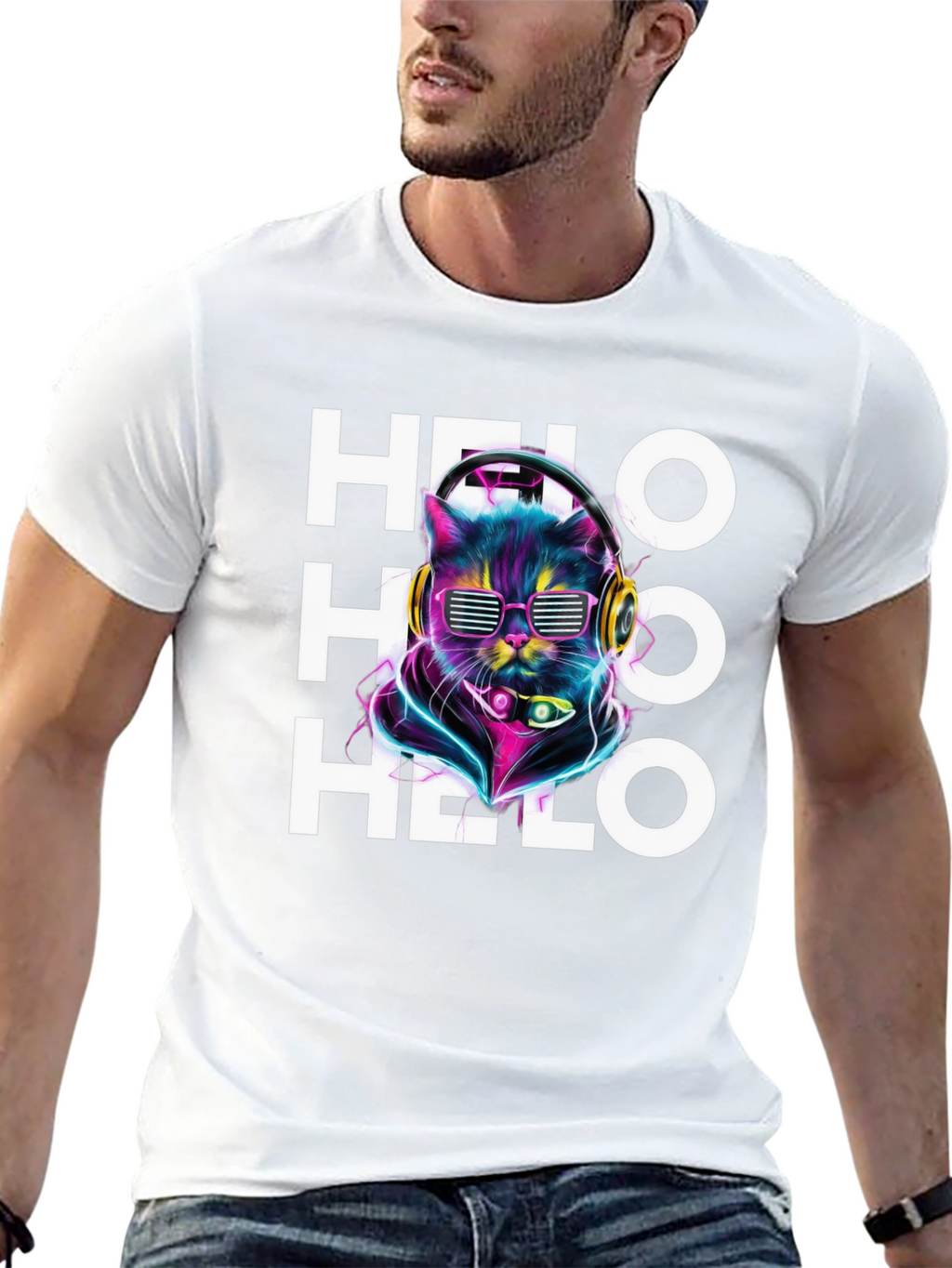 Cool Cat DJ T-Shirt - Hello Graphic Tee