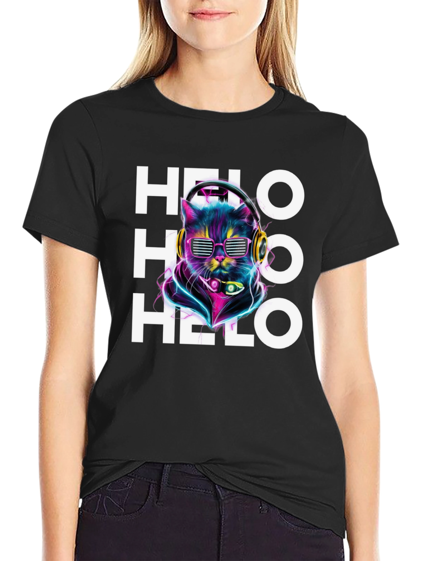 Cool Cat DJ T-Shirt - Hello Graphic Tee