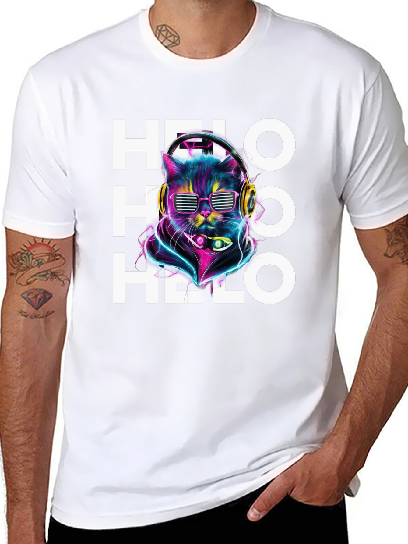Cool Cat DJ T-Shirt - Hello Graphic Tee