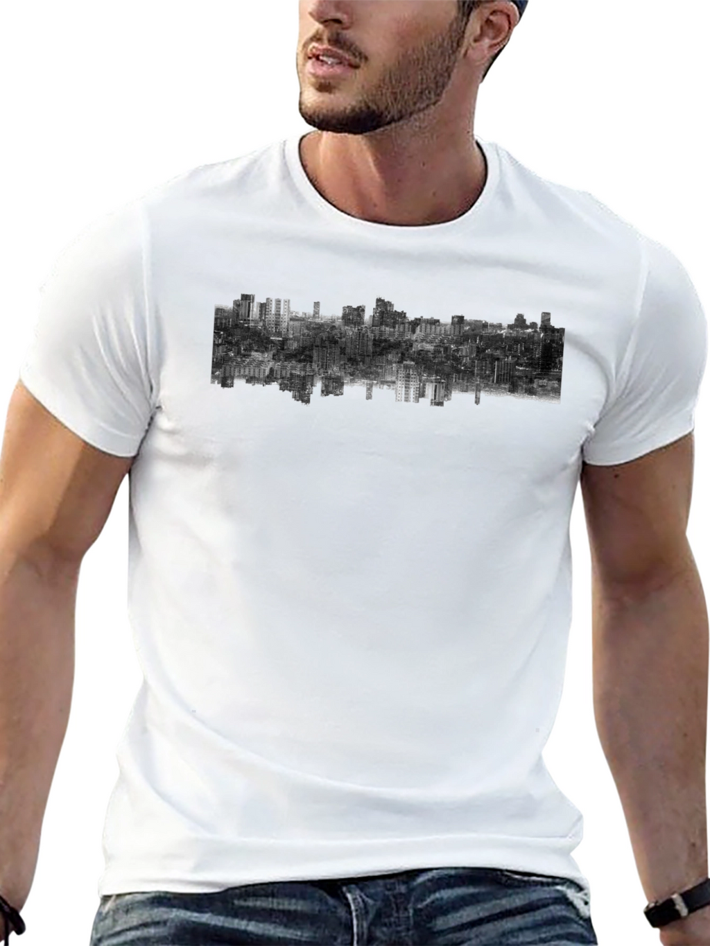 Urban Inversion Graphic Tee - Modern Cityscape Design