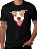 Pitbull Dog Graphic Tee -  Black Cotton T-Shirt