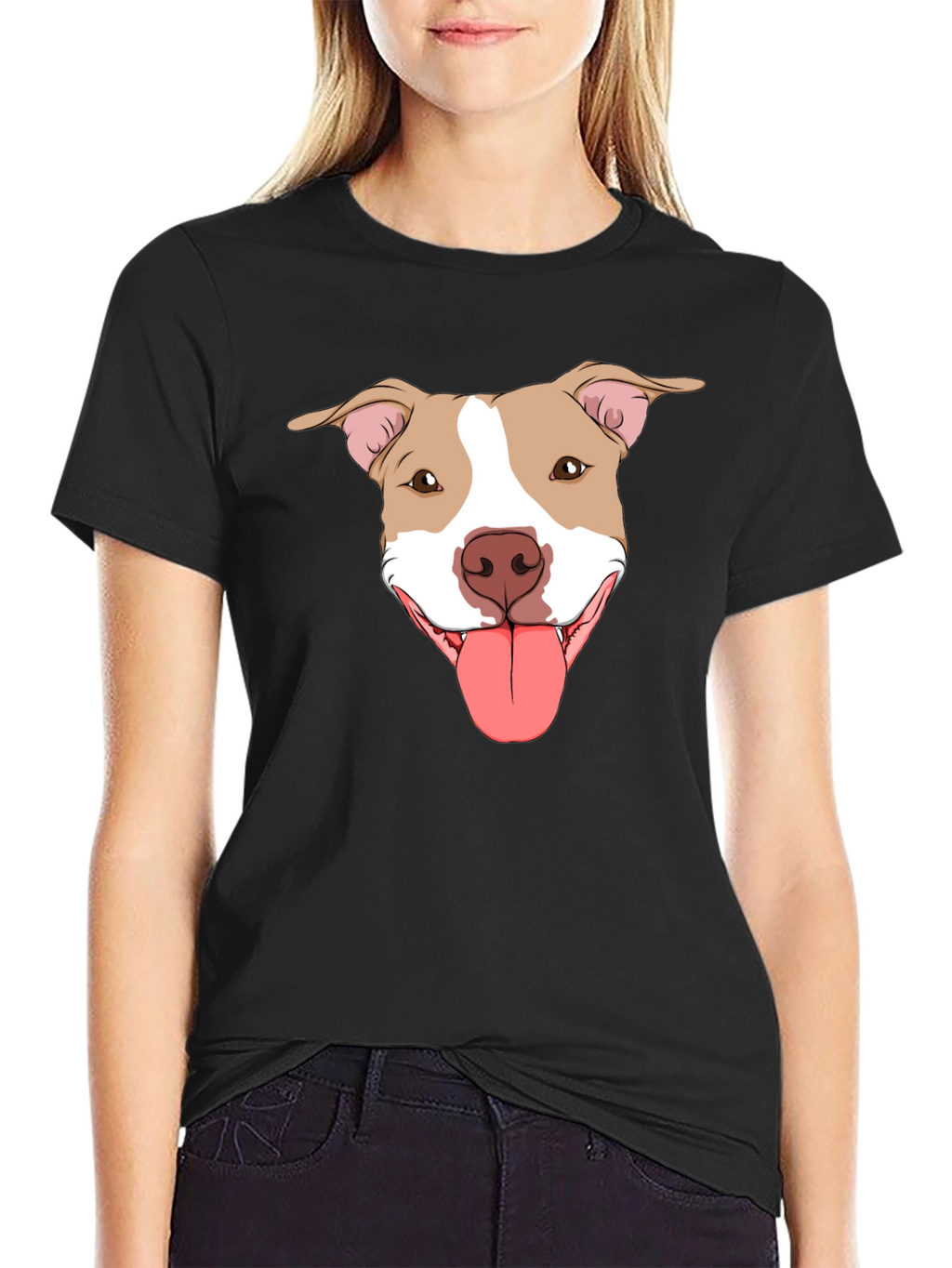 Pitbull Dog Graphic Tee -  Black Cotton T-Shirt