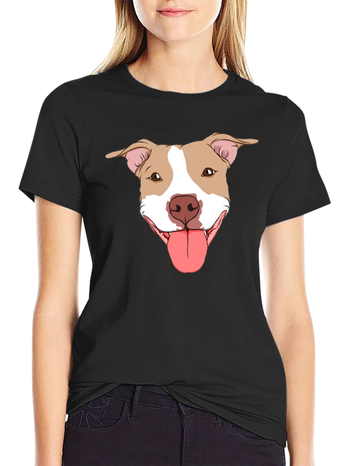Pitbull Dog Graphic Tee -  Black Cotton T-Shirt