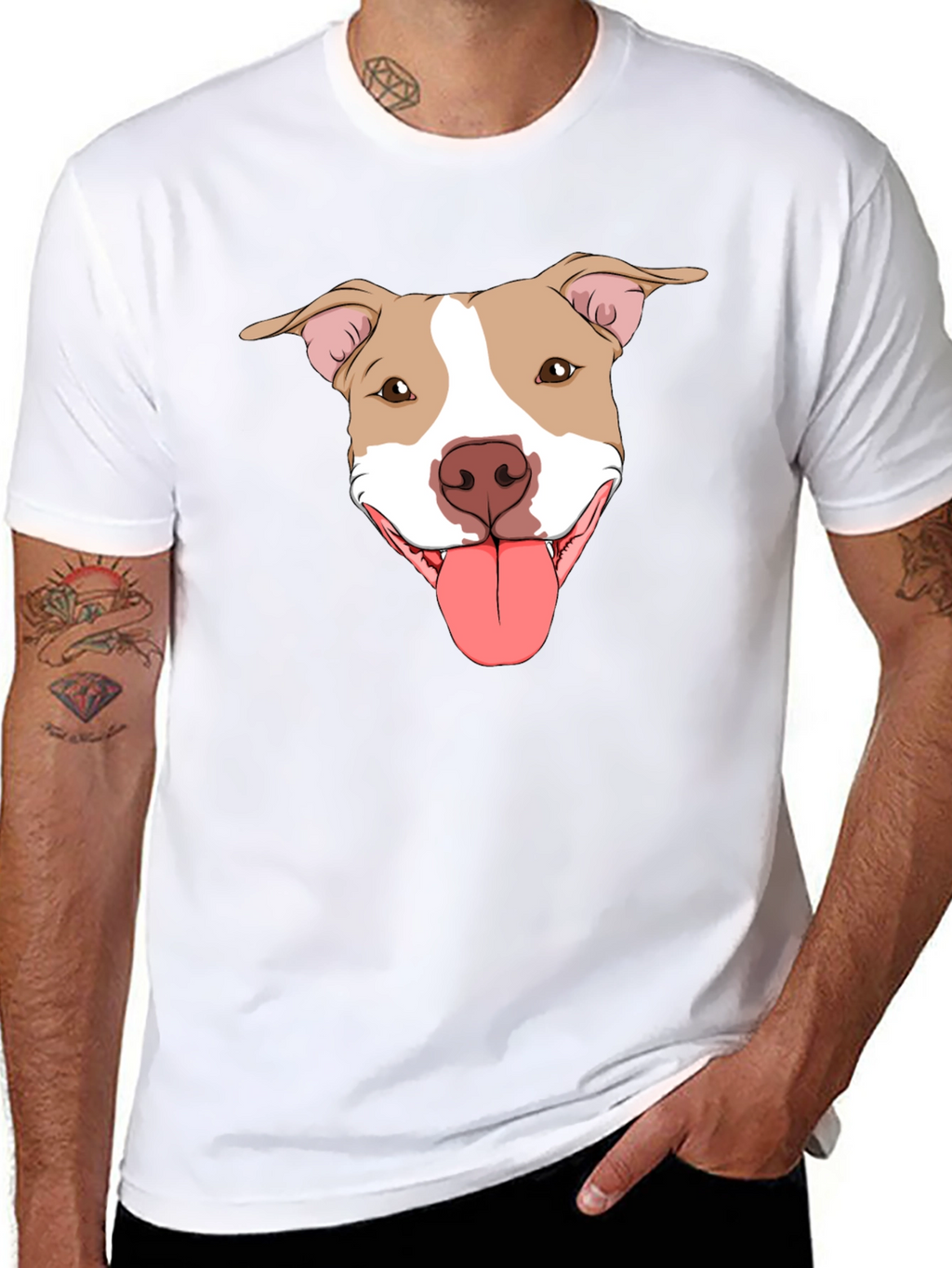 Pitbull Dog Graphic Tee -  Black Cotton T-Shirt
