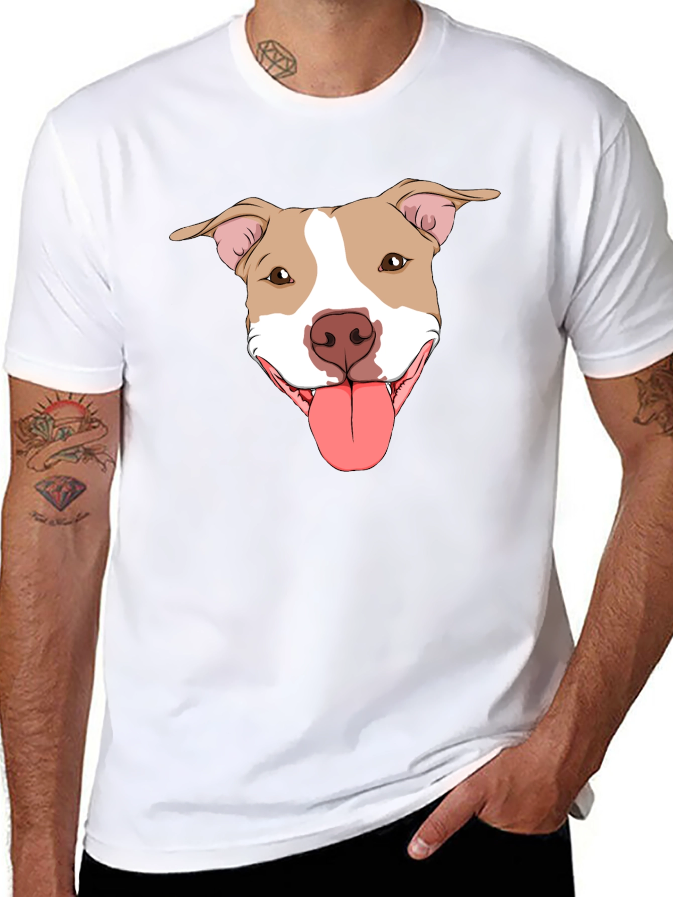 Pitbull Dog Graphic Tee -  Black Cotton T-Shirt