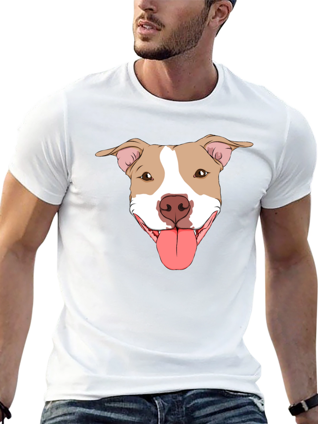Pitbull Dog Graphic Tee -  Black Cotton T-Shirt