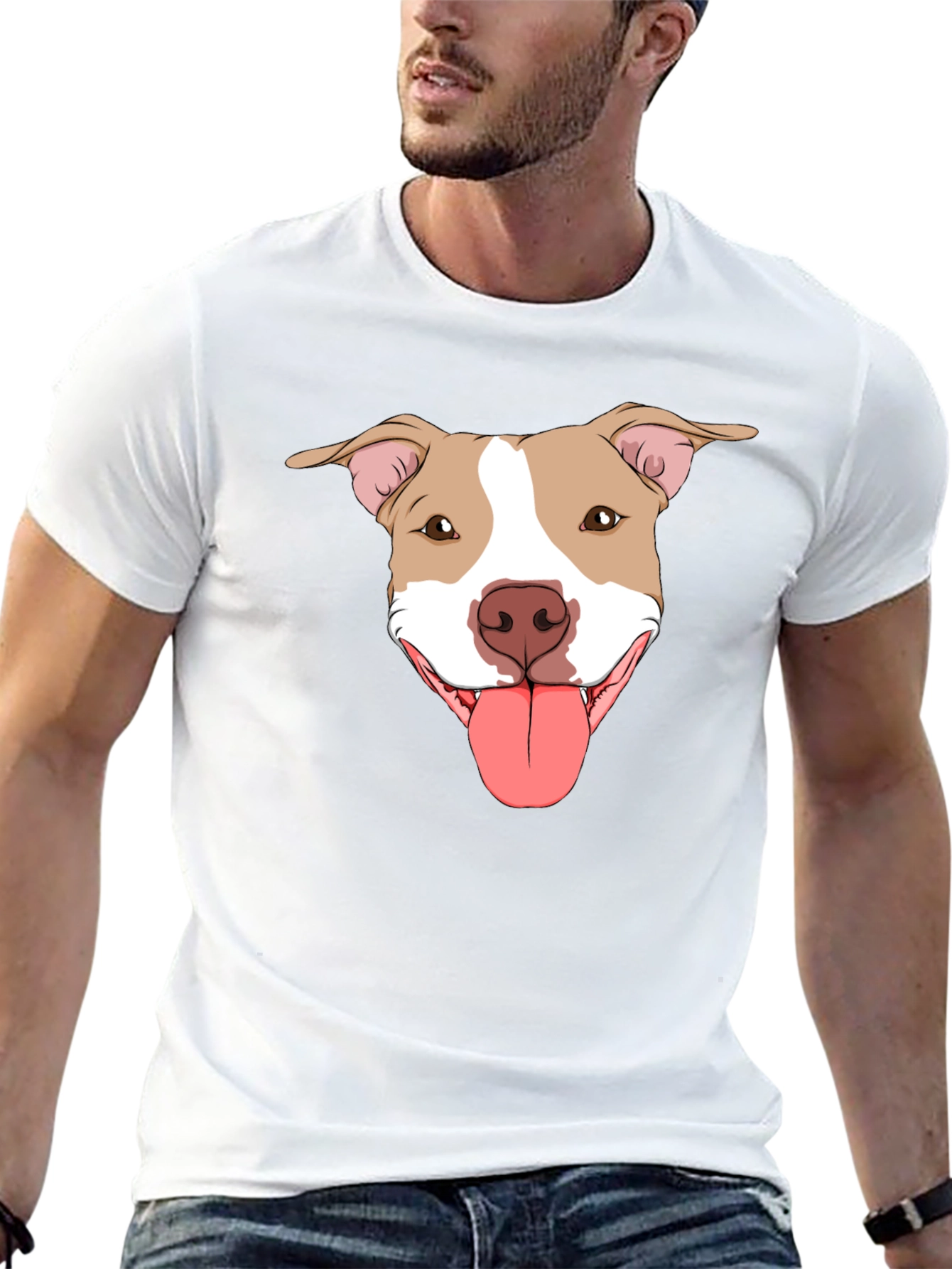 Pitbull Dog Graphic Tee -  Black Cotton T-Shirt