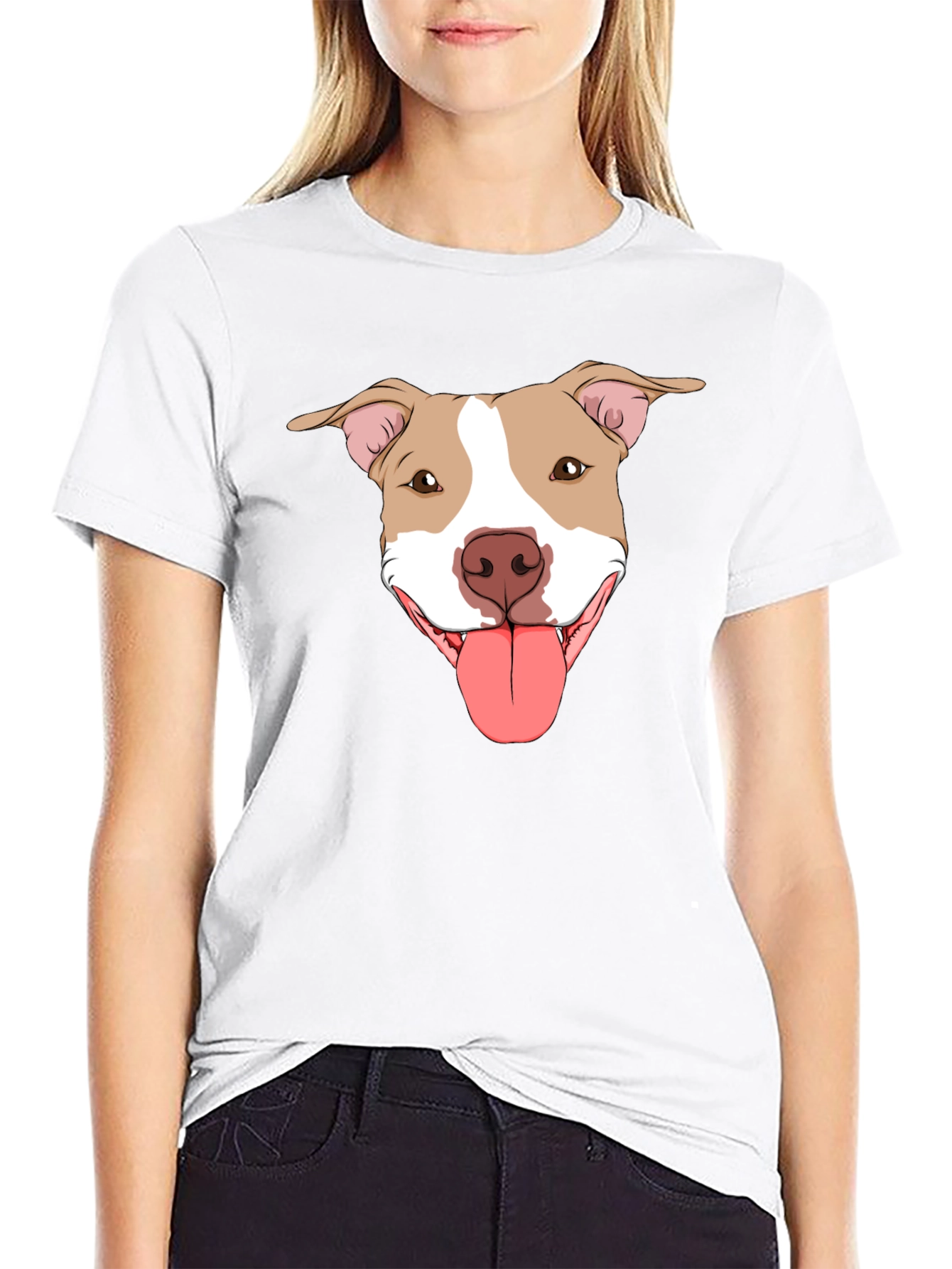 Pitbull Dog Graphic Tee -  Black Cotton T-Shirt