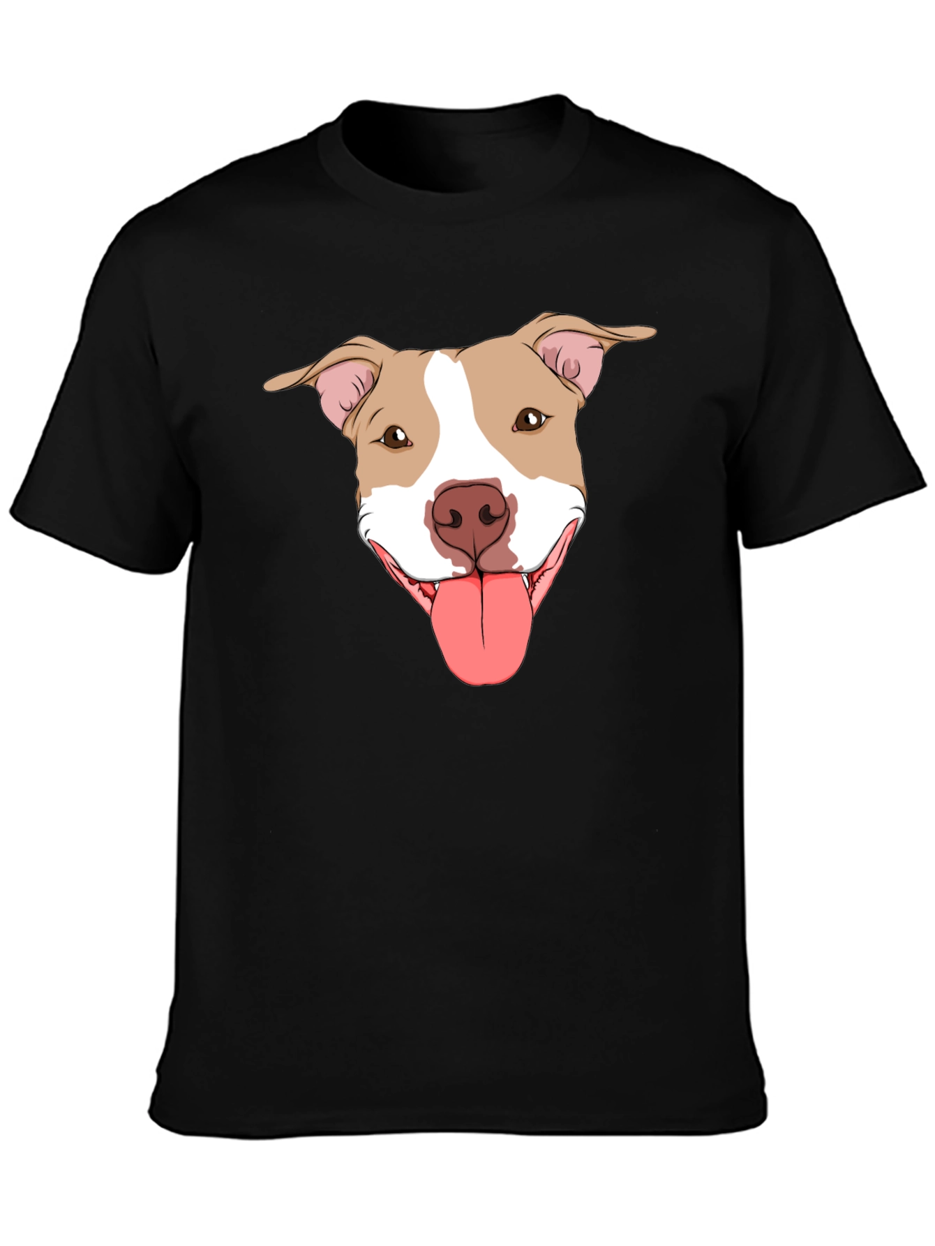 Pitbull Dog Graphic Tee -  Black Cotton T-Shirt