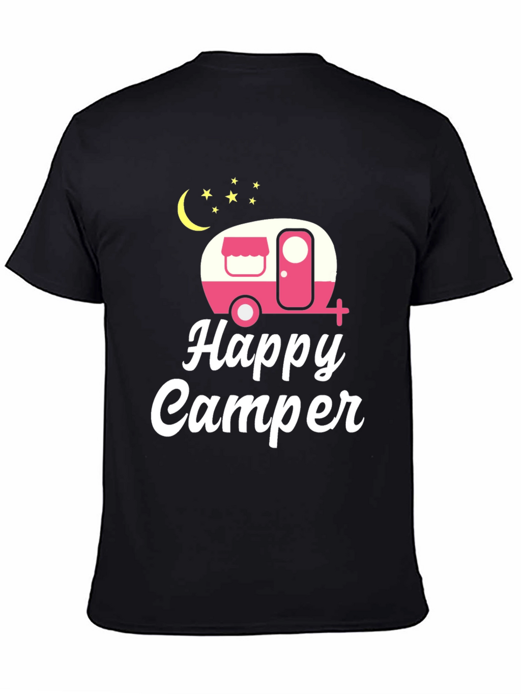 Happy Camper Graphic Tee - Black Cotton T-Shirt