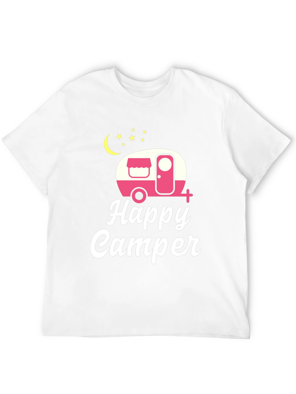 Happy Camper Graphic Tee - Black Cotton T-Shirt