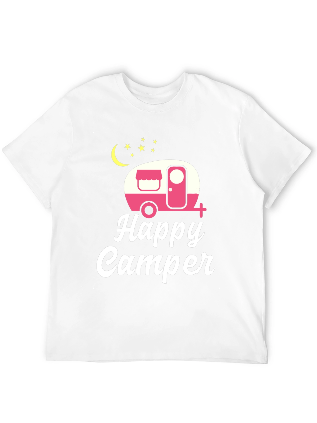 Happy Camper Graphic Tee - Black Cotton T-Shirt