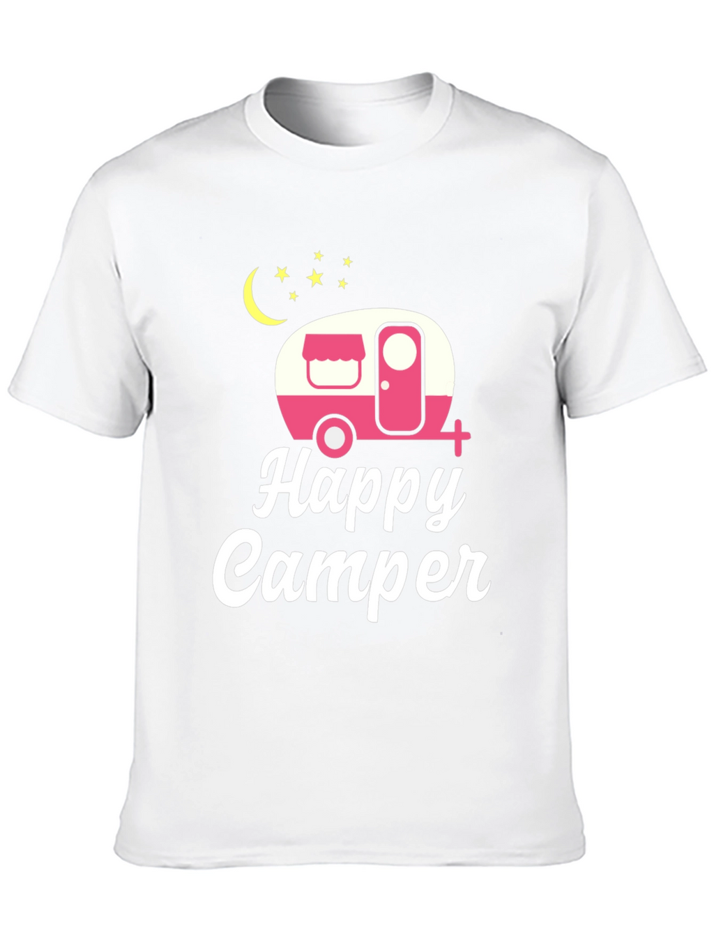 Happy Camper Graphic Tee - Black Cotton T-Shirt
