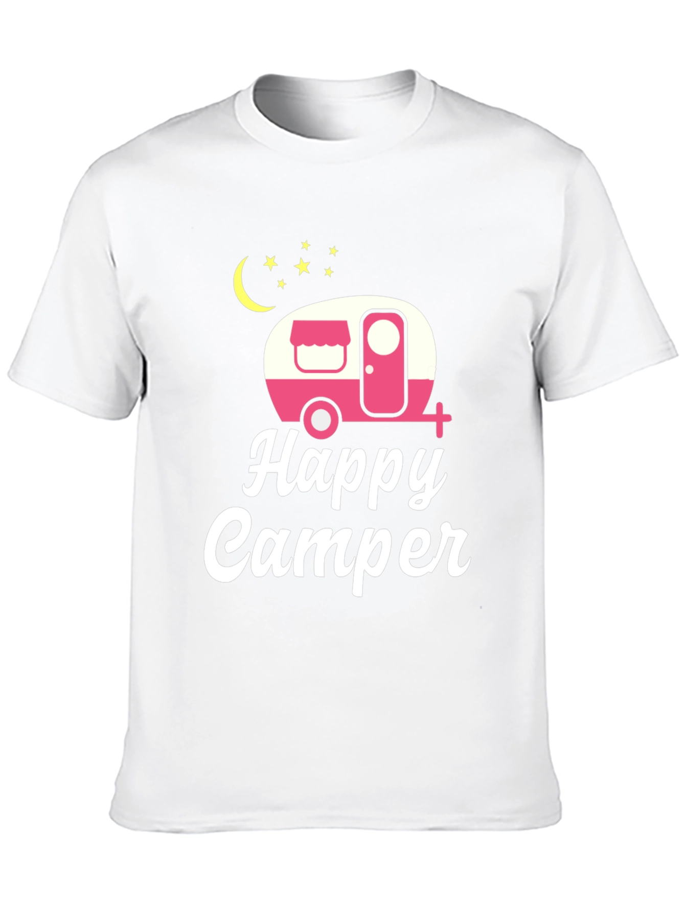 Happy Camper Graphic Tee - Black Cotton T-Shirt