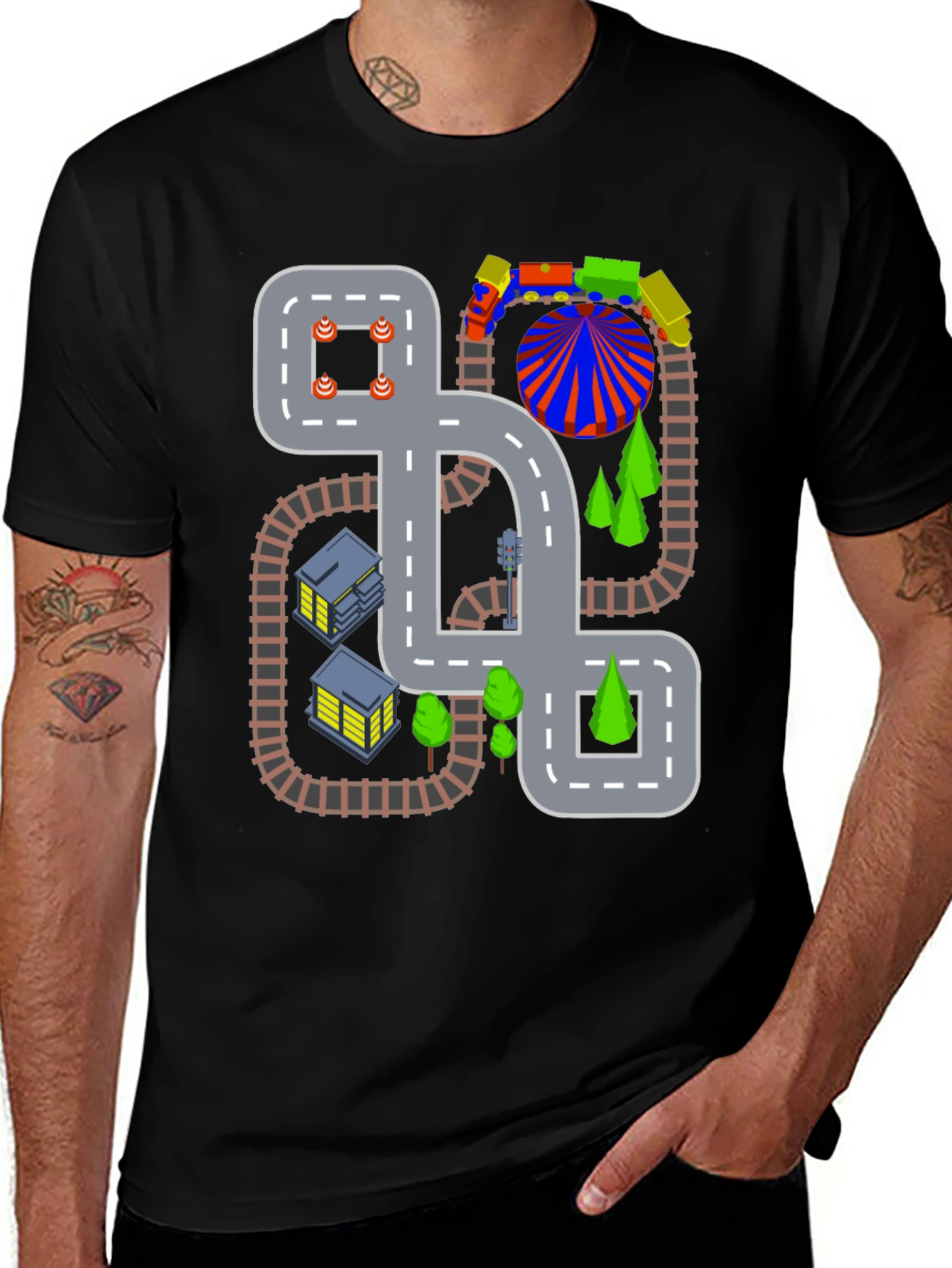 Road and Train Track T-Shirt