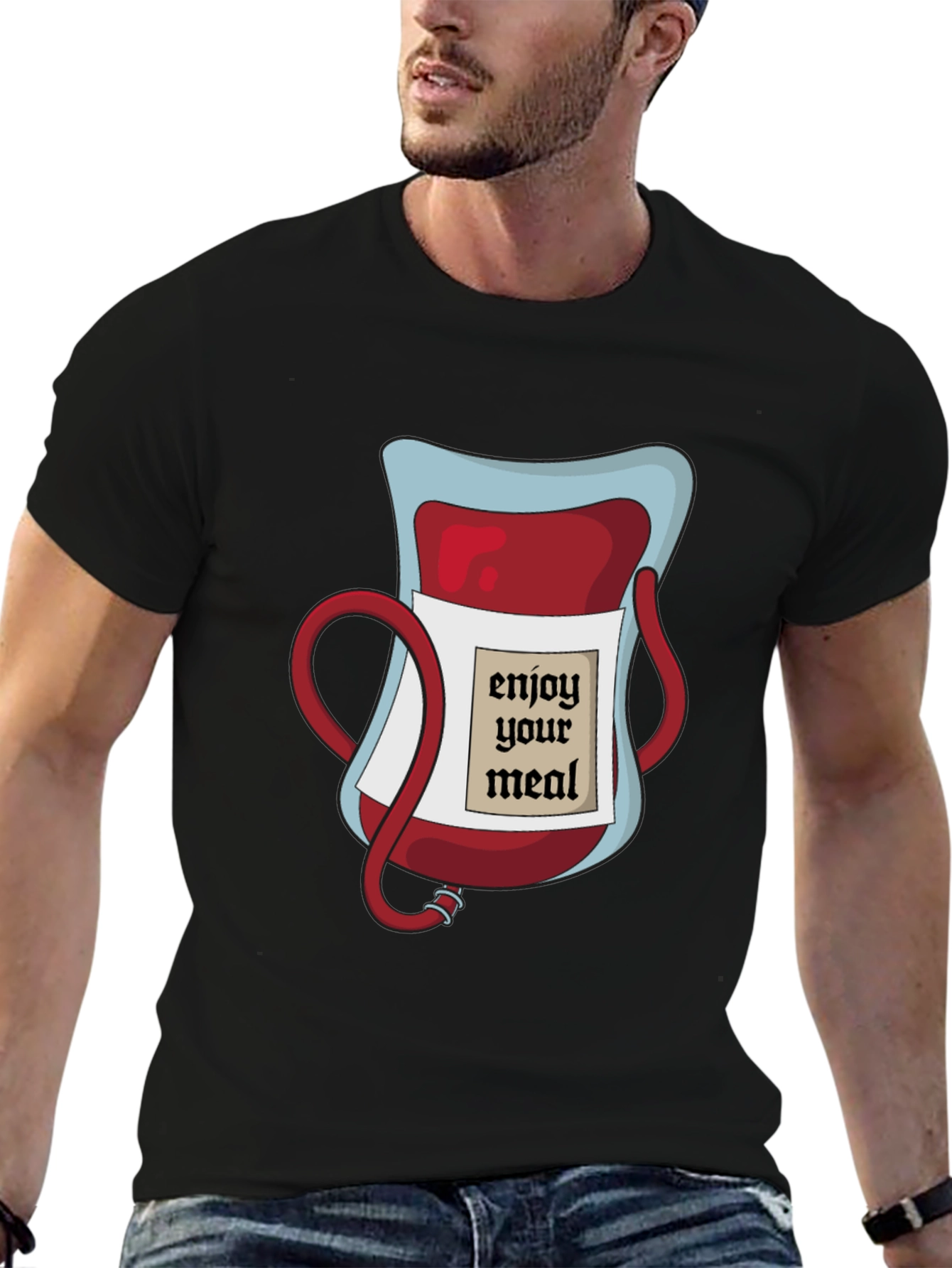 Enjoy Your Meal Graphic T-Shirt - Vampire Humor Tee