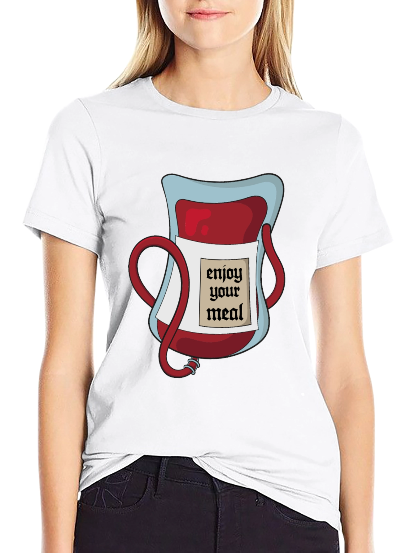 Enjoy Your Meal Graphic T-Shirt - Vampire Humor Tee