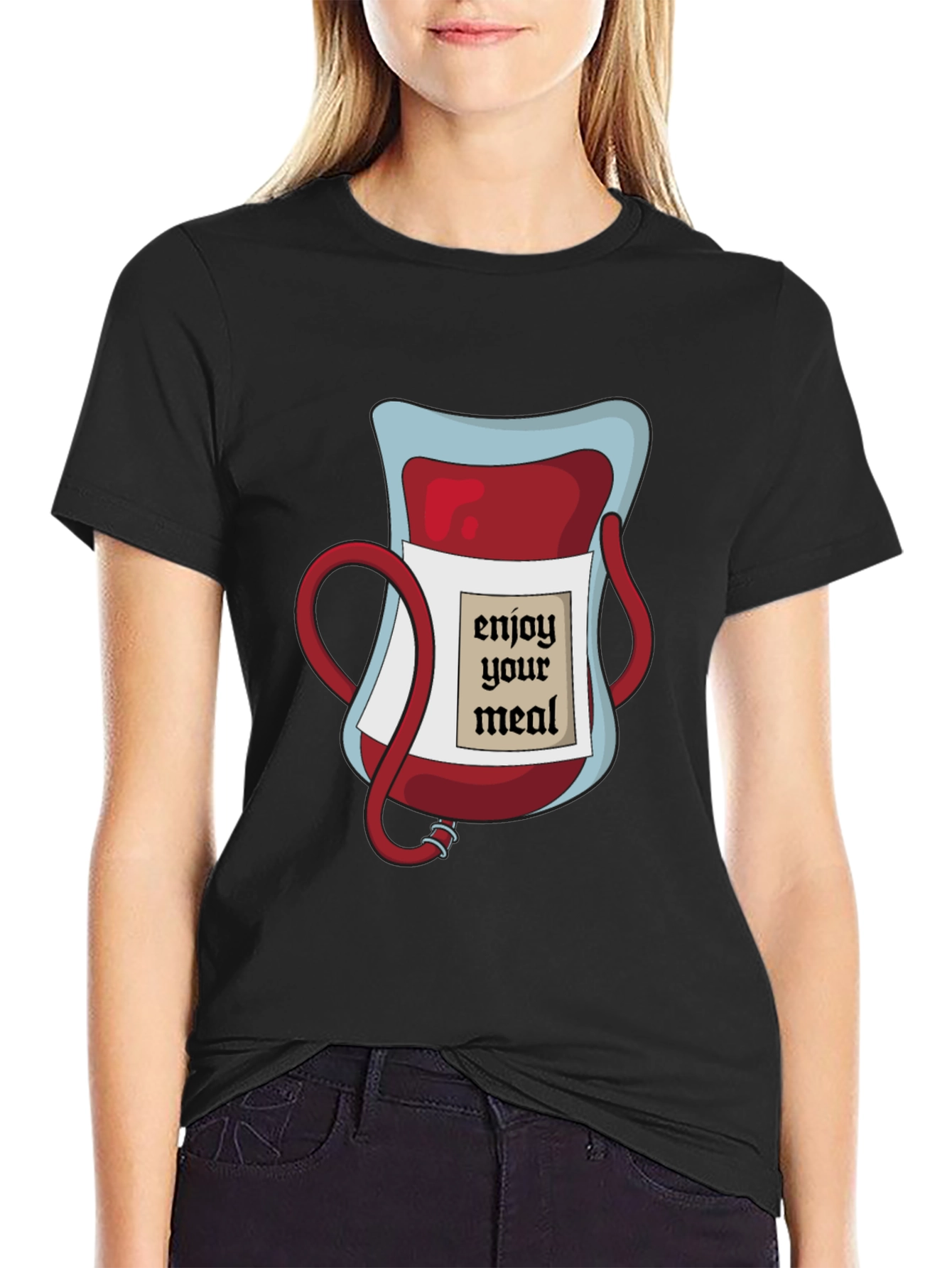 Enjoy Your Meal Graphic T-Shirt - Vampire Humor Tee