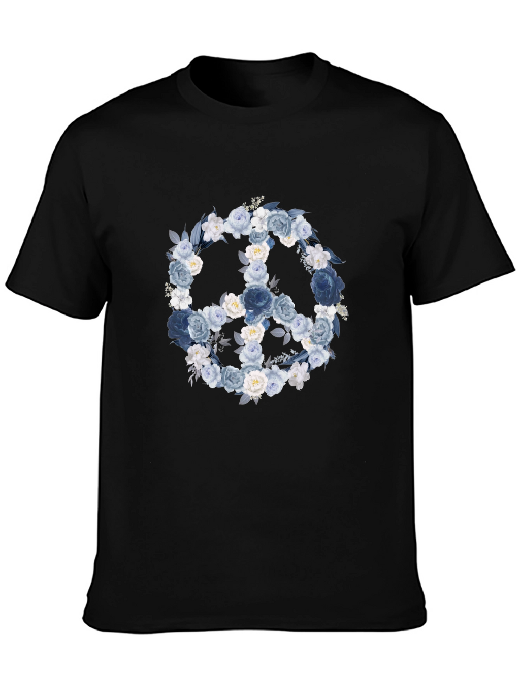 Floral Peace Sign T-Shirt - Black