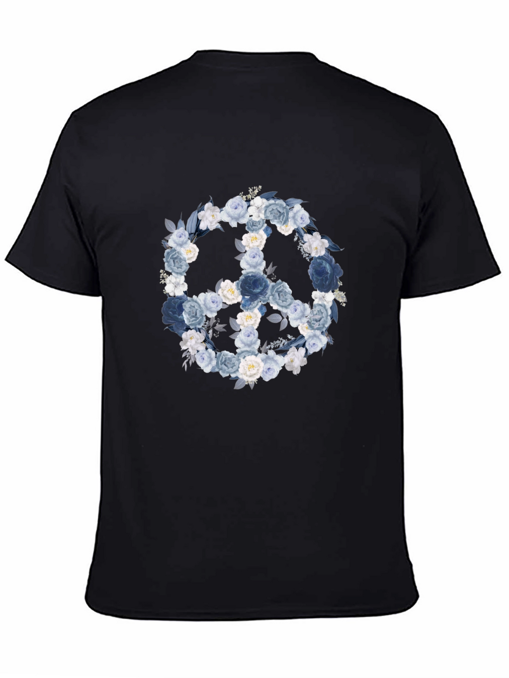 Floral Peace Sign T-Shirt - Black