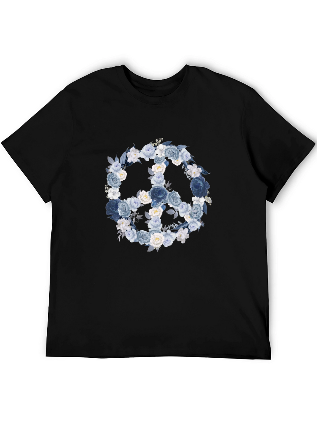 Floral Peace Sign T-Shirt - Black