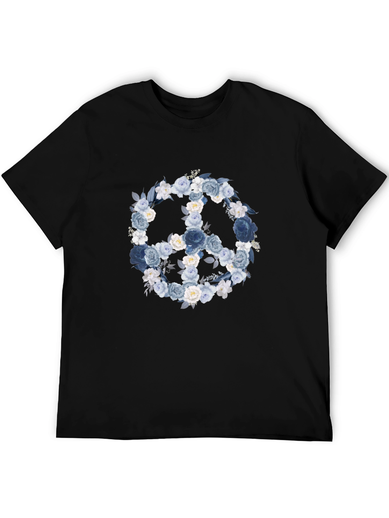 Floral Peace Sign T-Shirt - Black