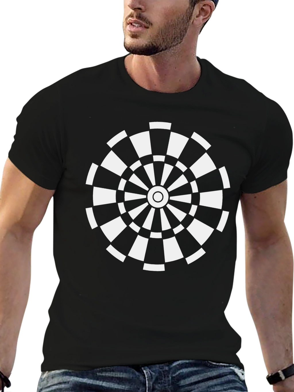 Dartboard Graphic Tee - Black Casual T-Shirt