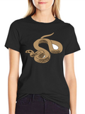 Snake Graphic T-Shirt - Black Cotton Tee