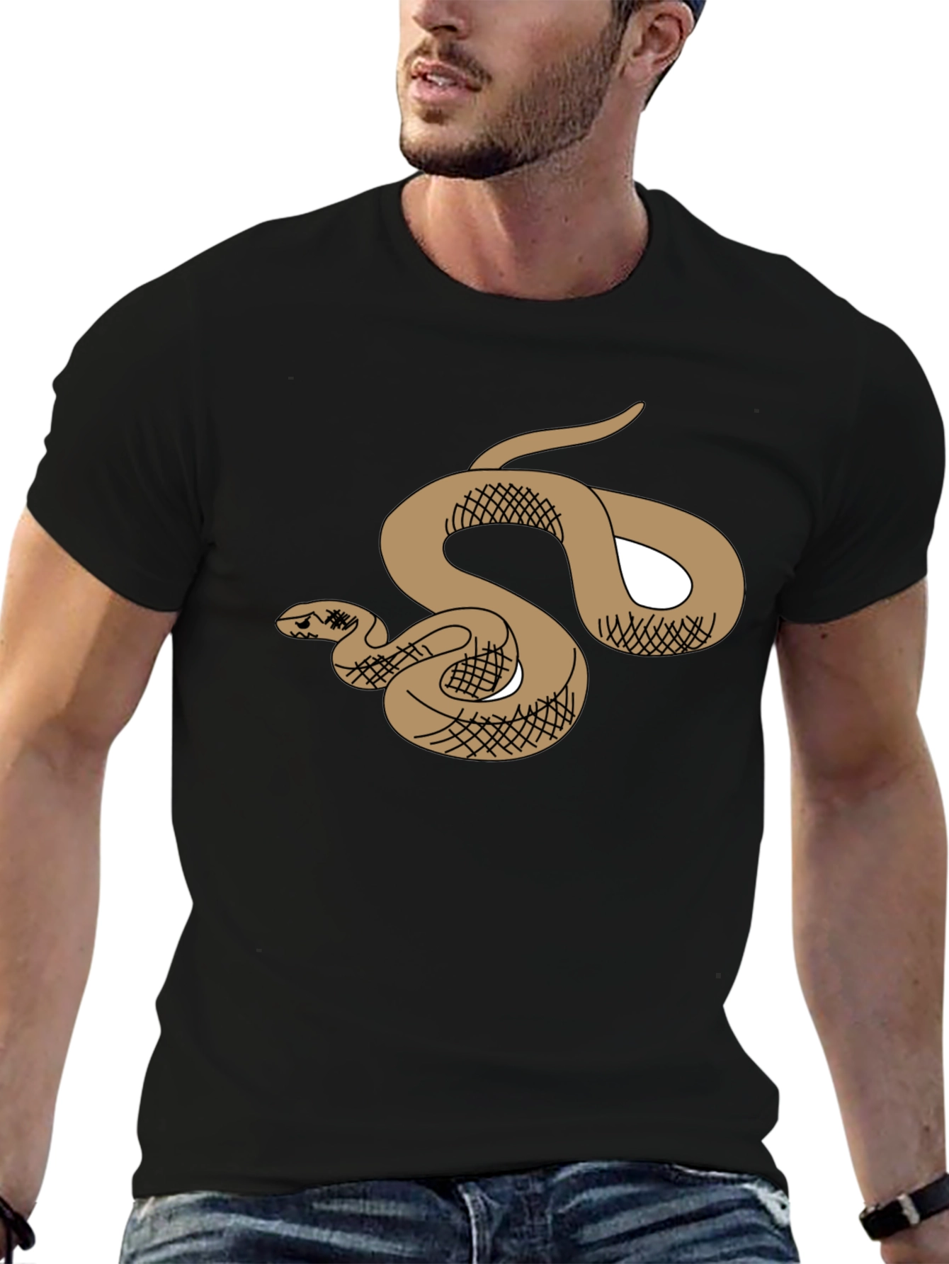 Snake Graphic T-Shirt - Black Cotton Tee