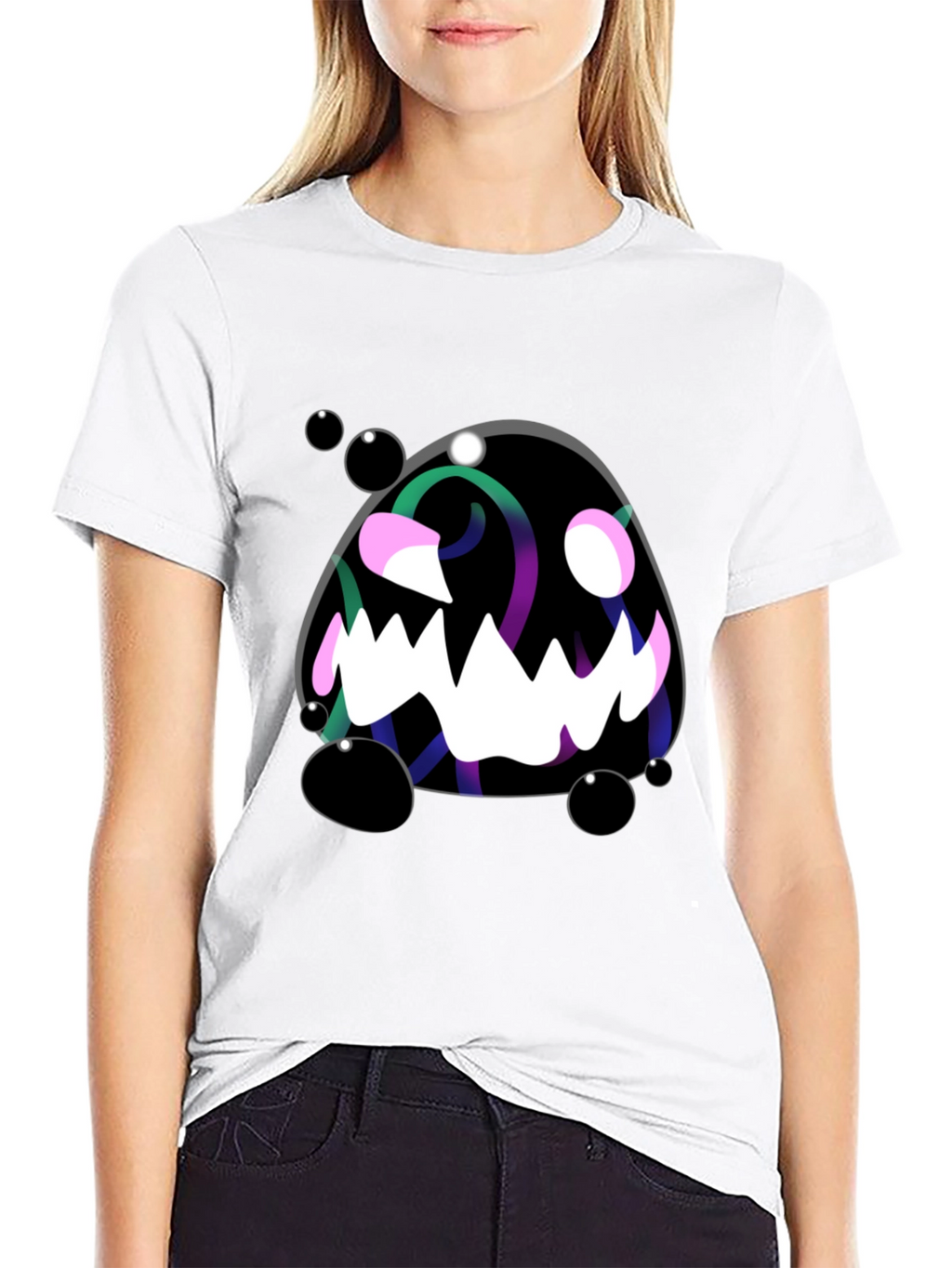Monster Graphic Black Tee - Spooky Fun!