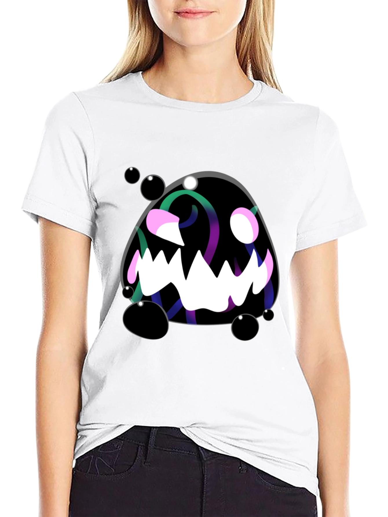 Monster Graphic Black Tee - Spooky Fun!