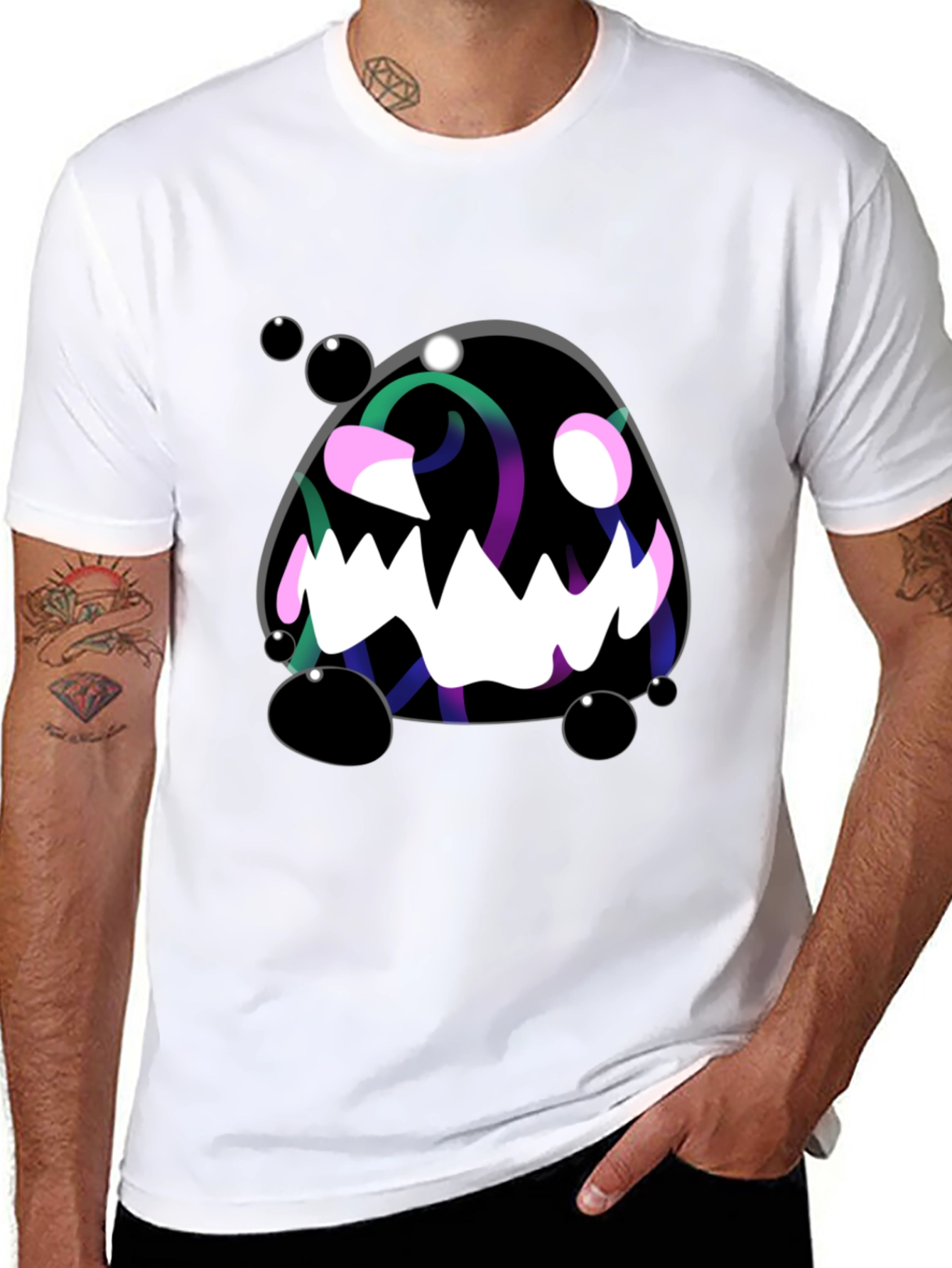Monster Graphic Black Tee - Spooky Fun!