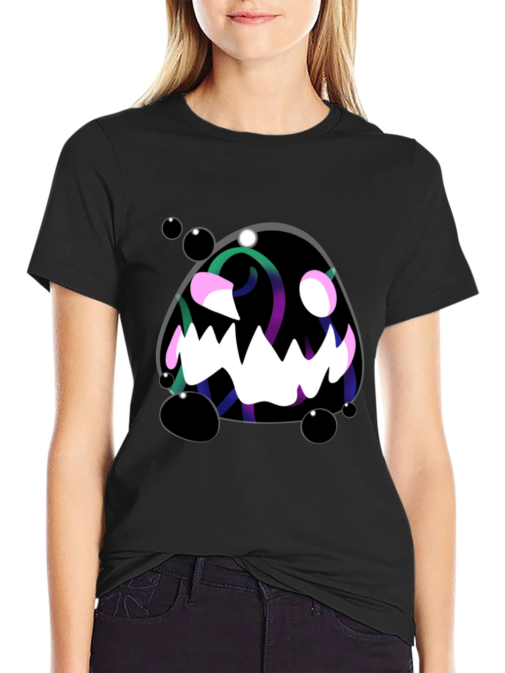 Monster Graphic Black Tee - Spooky Fun!