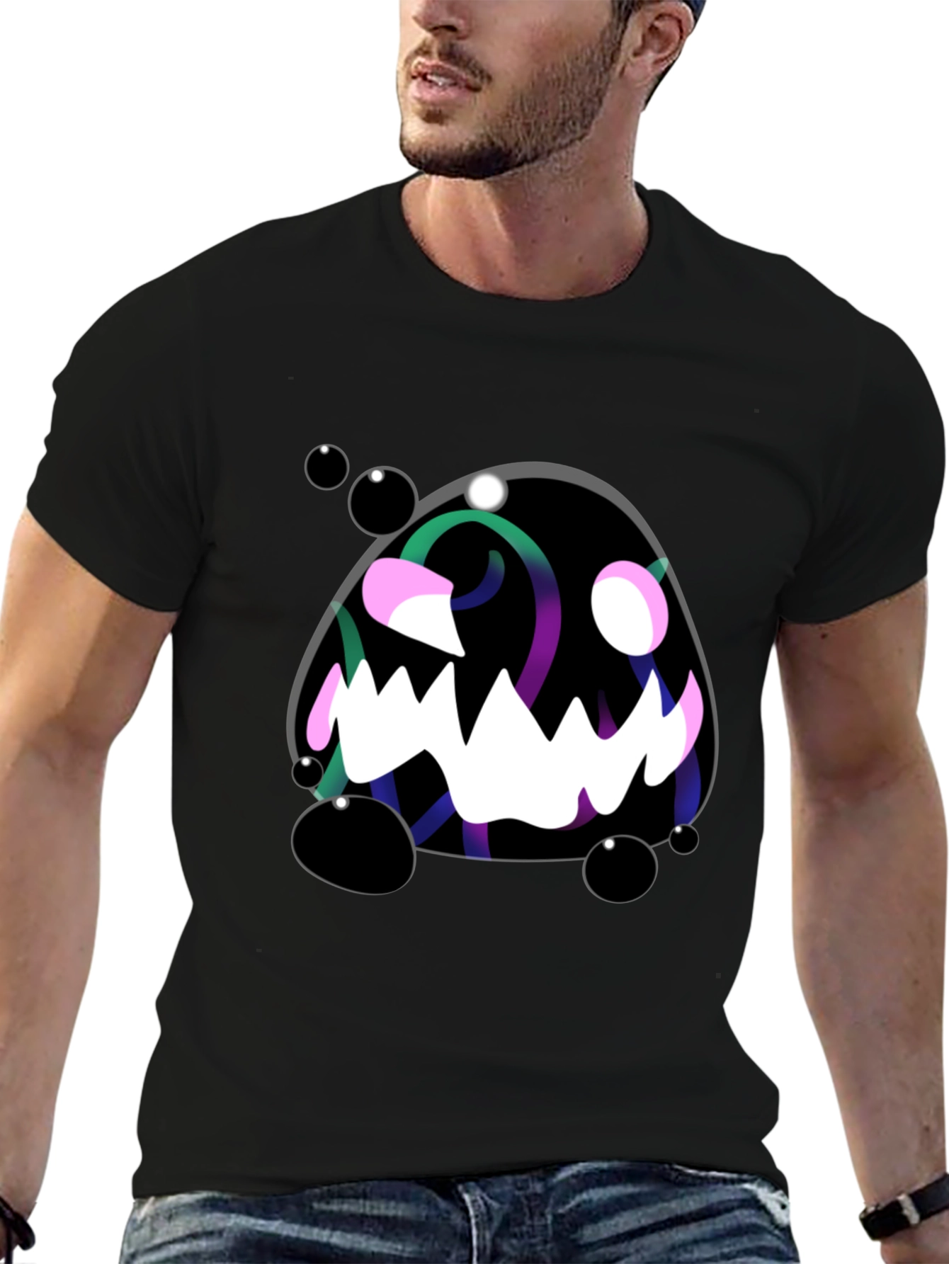 Monster Graphic Black Tee - Spooky Fun!