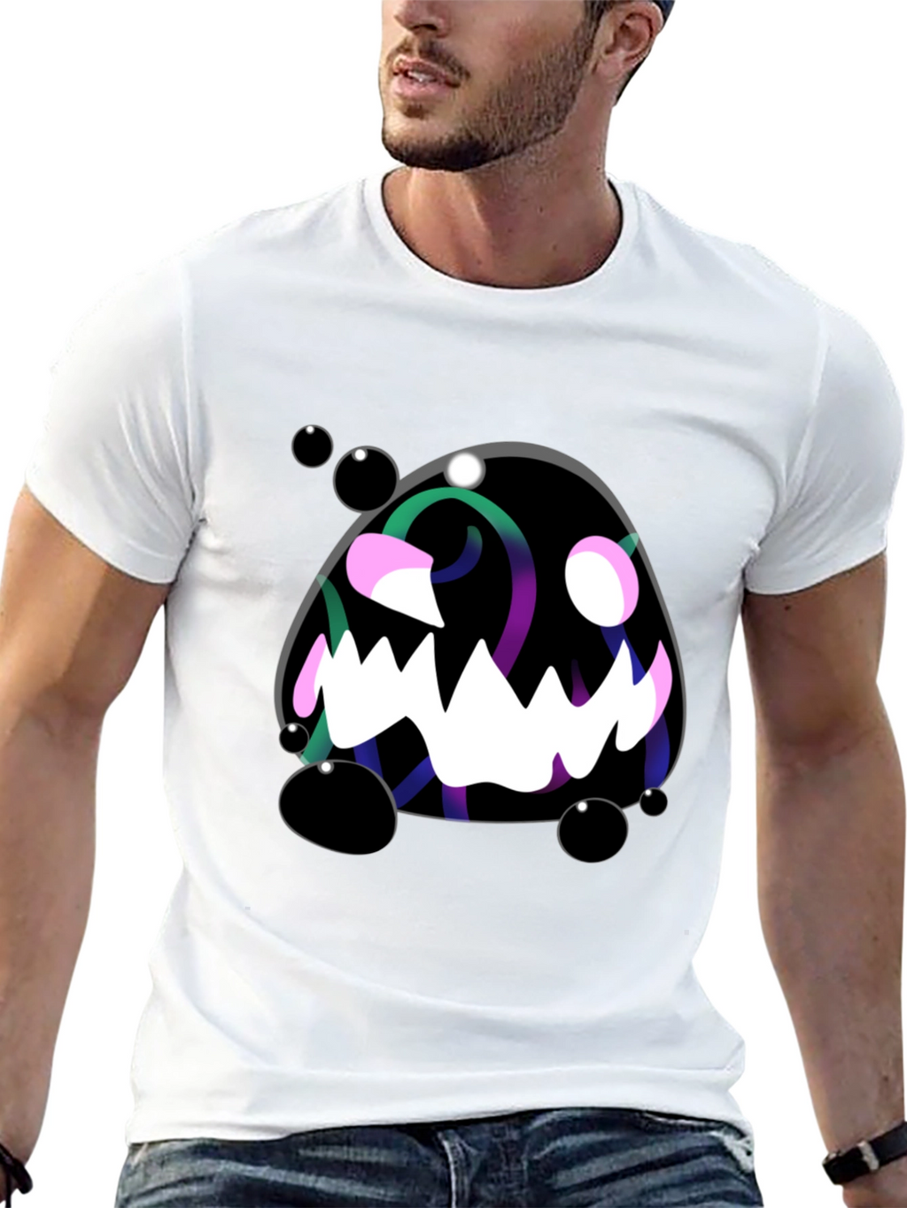 Monster Graphic Black Tee - Spooky Fun!