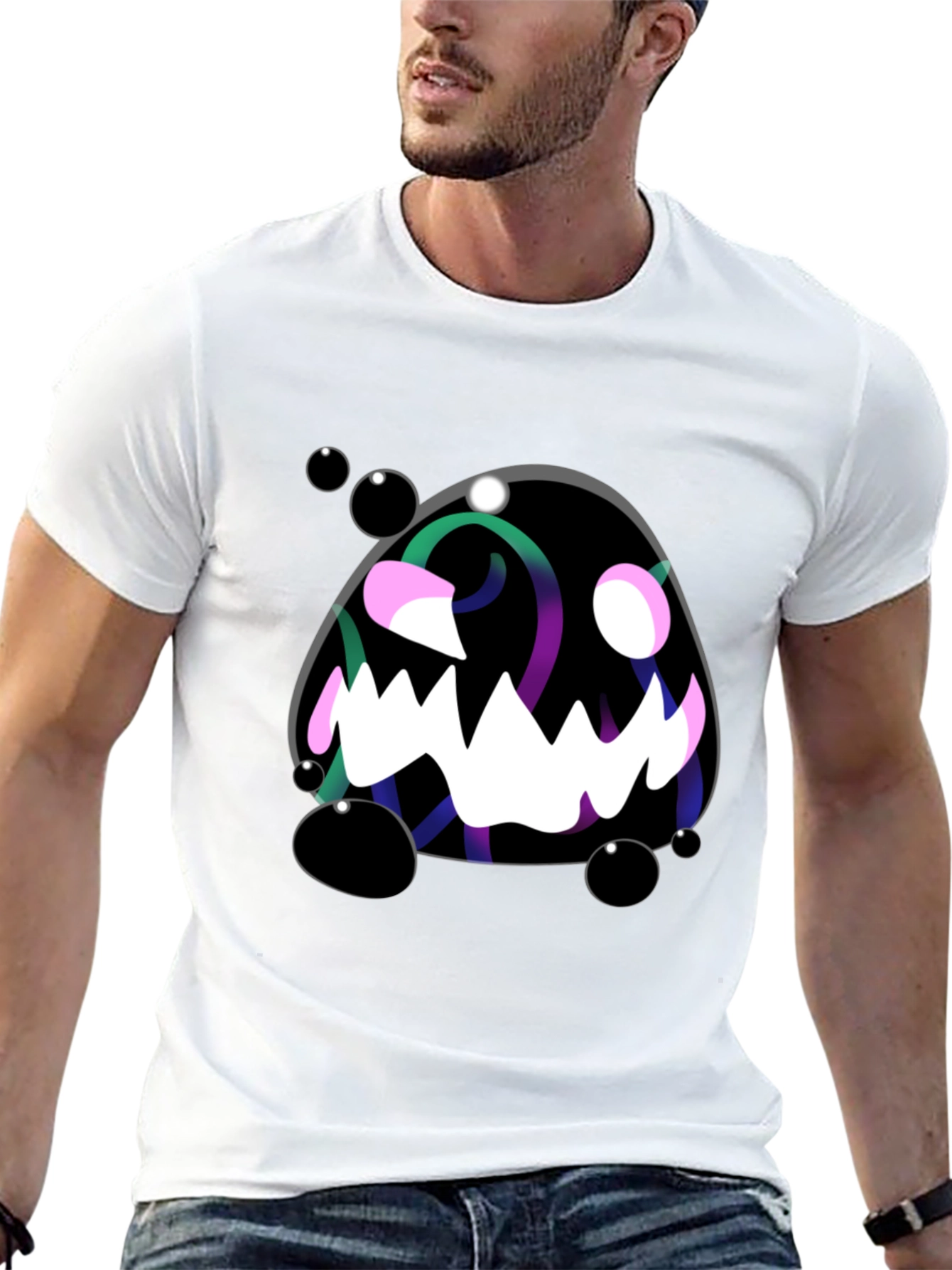 Monster Graphic Black Tee - Spooky Fun!
