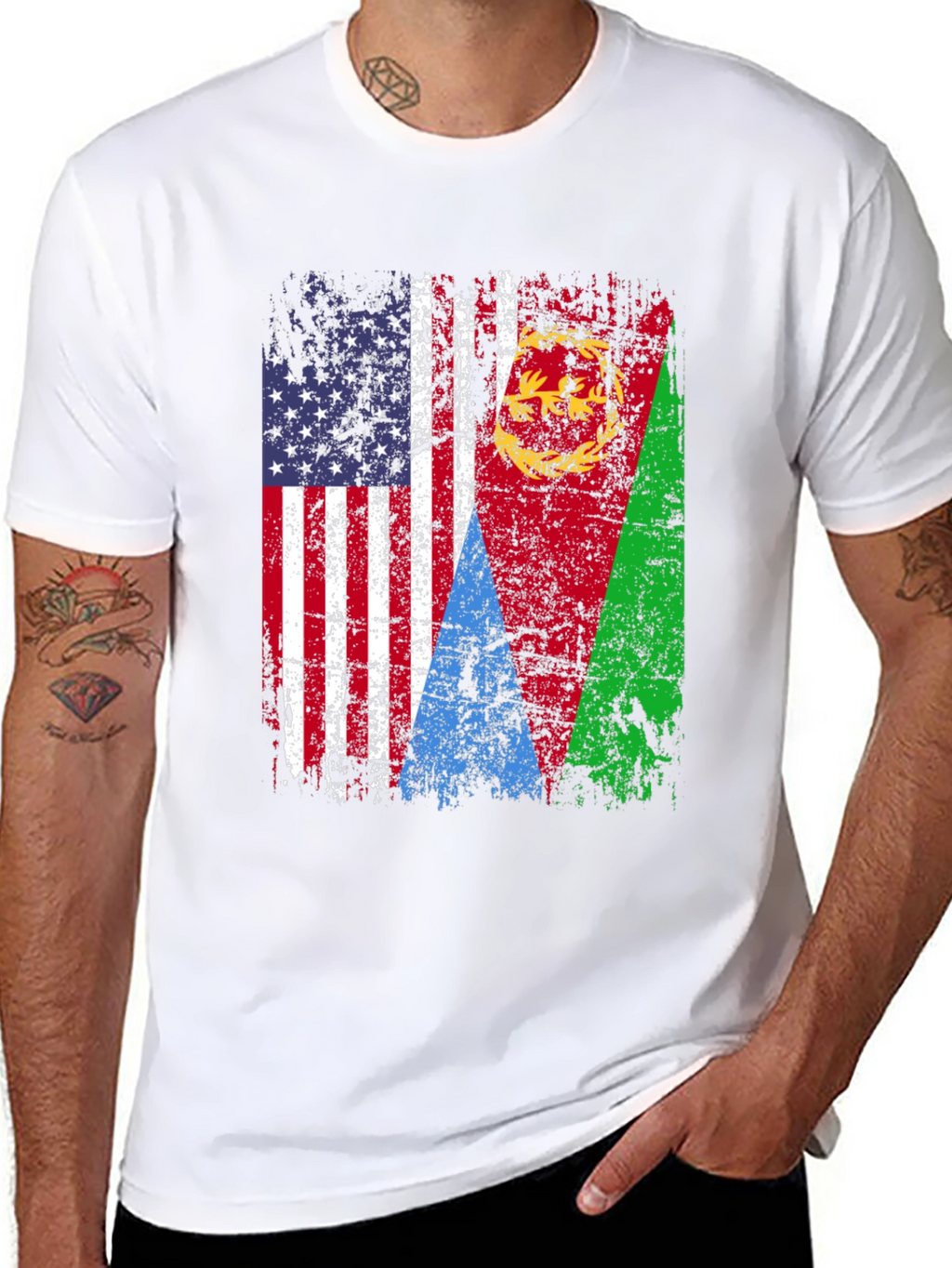 USA Eritrea Flag Graphic T-Shirt