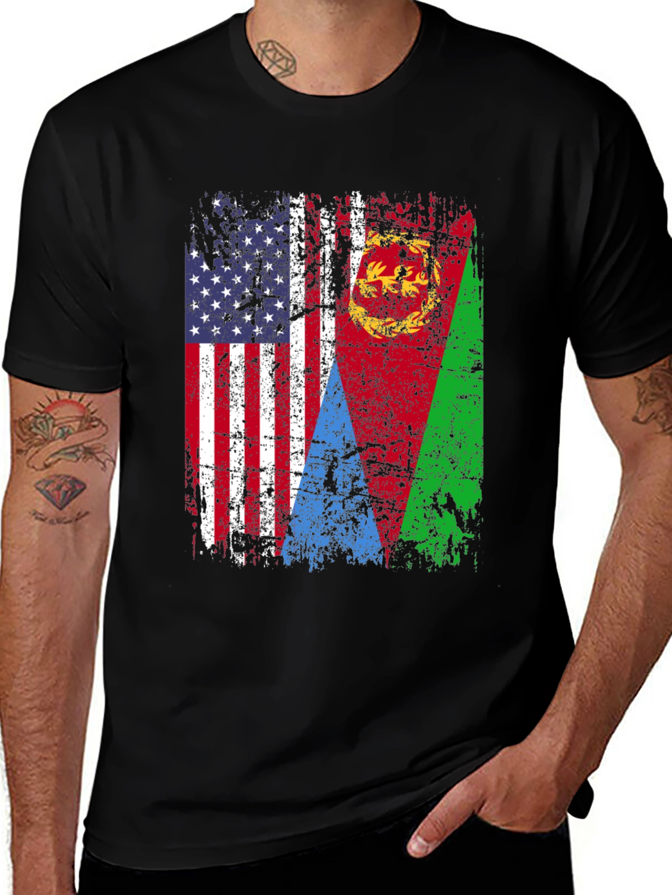 USA Eritrea Flag Graphic T-Shirt