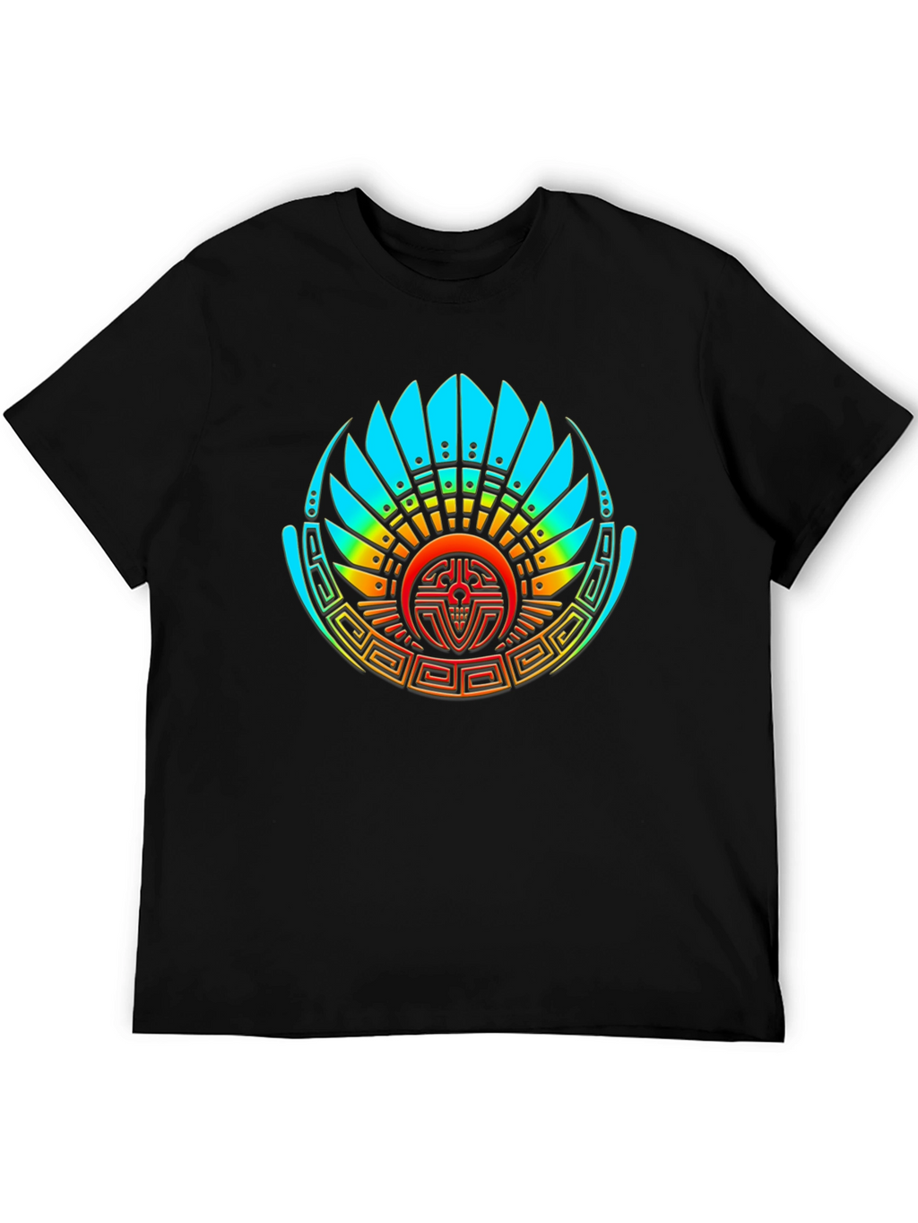 Aztec Feathered Serpent Graphic Tee - Black