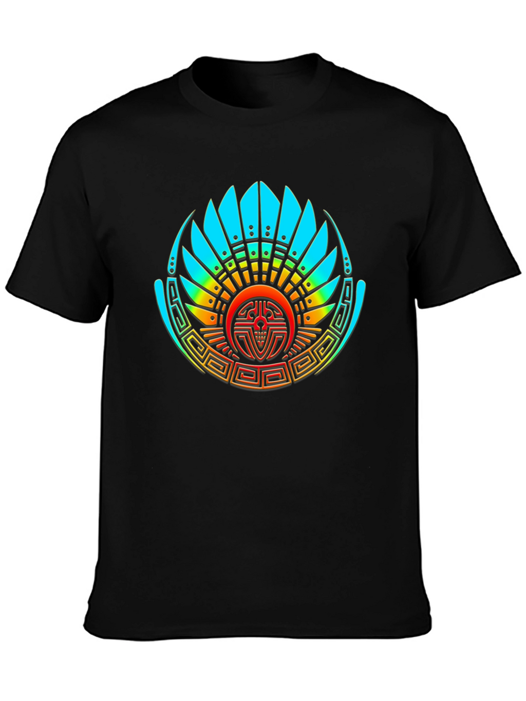 Aztec Feathered Serpent Graphic Tee - Black