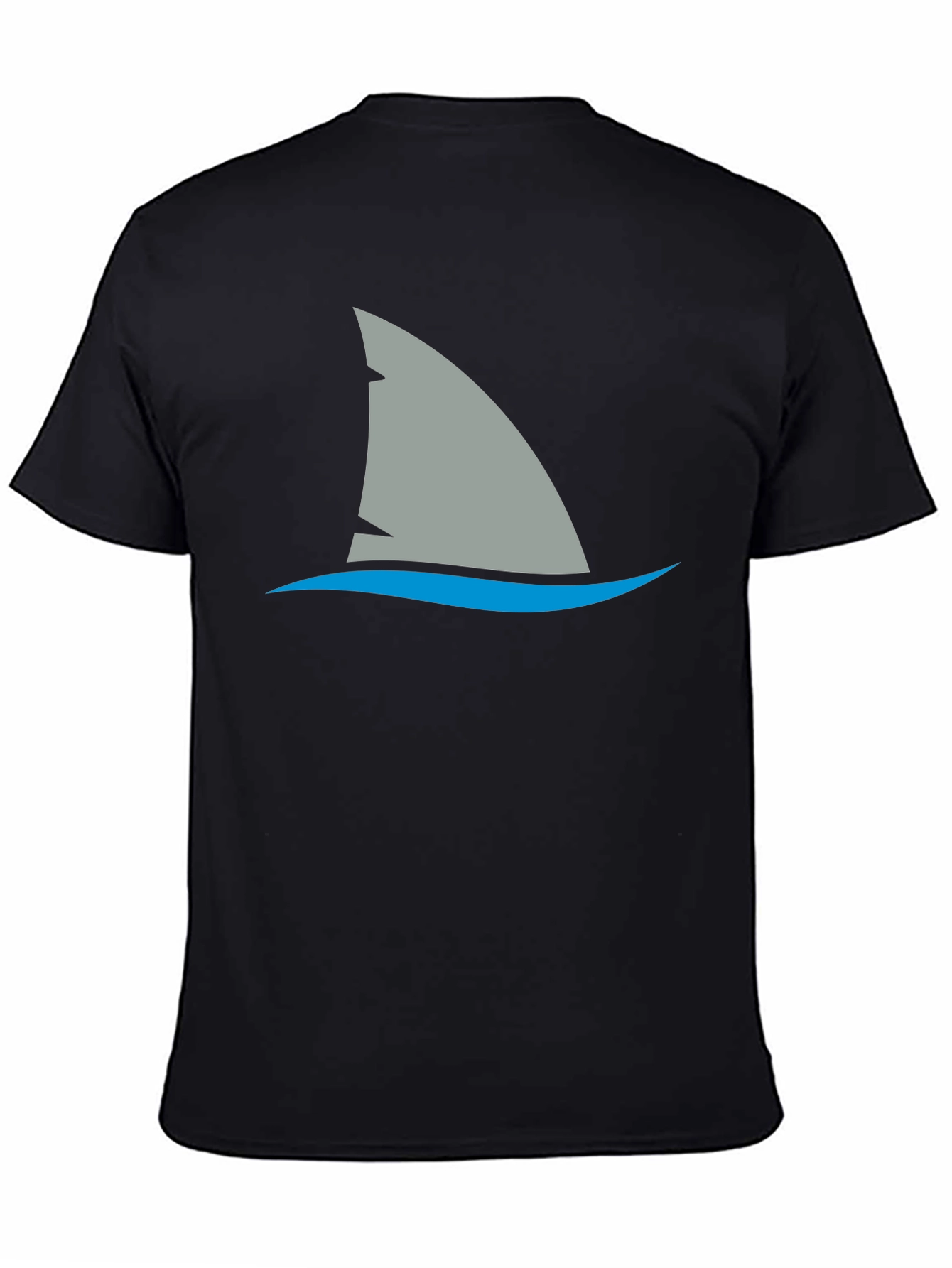 Shark Fin Graphic Tee - Black Cotton Comfort