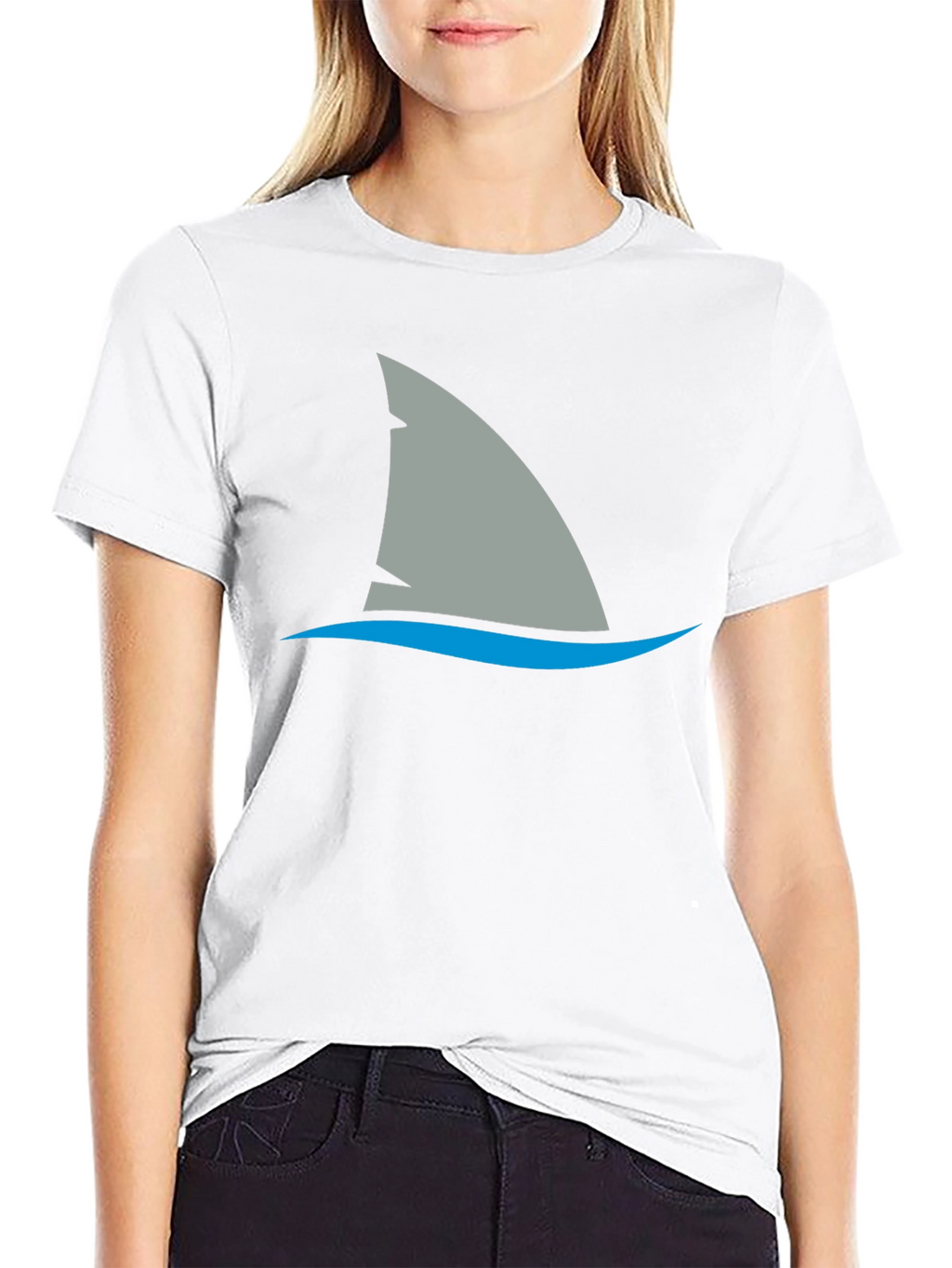 Shark Fin Graphic Tee - Black Cotton Comfort