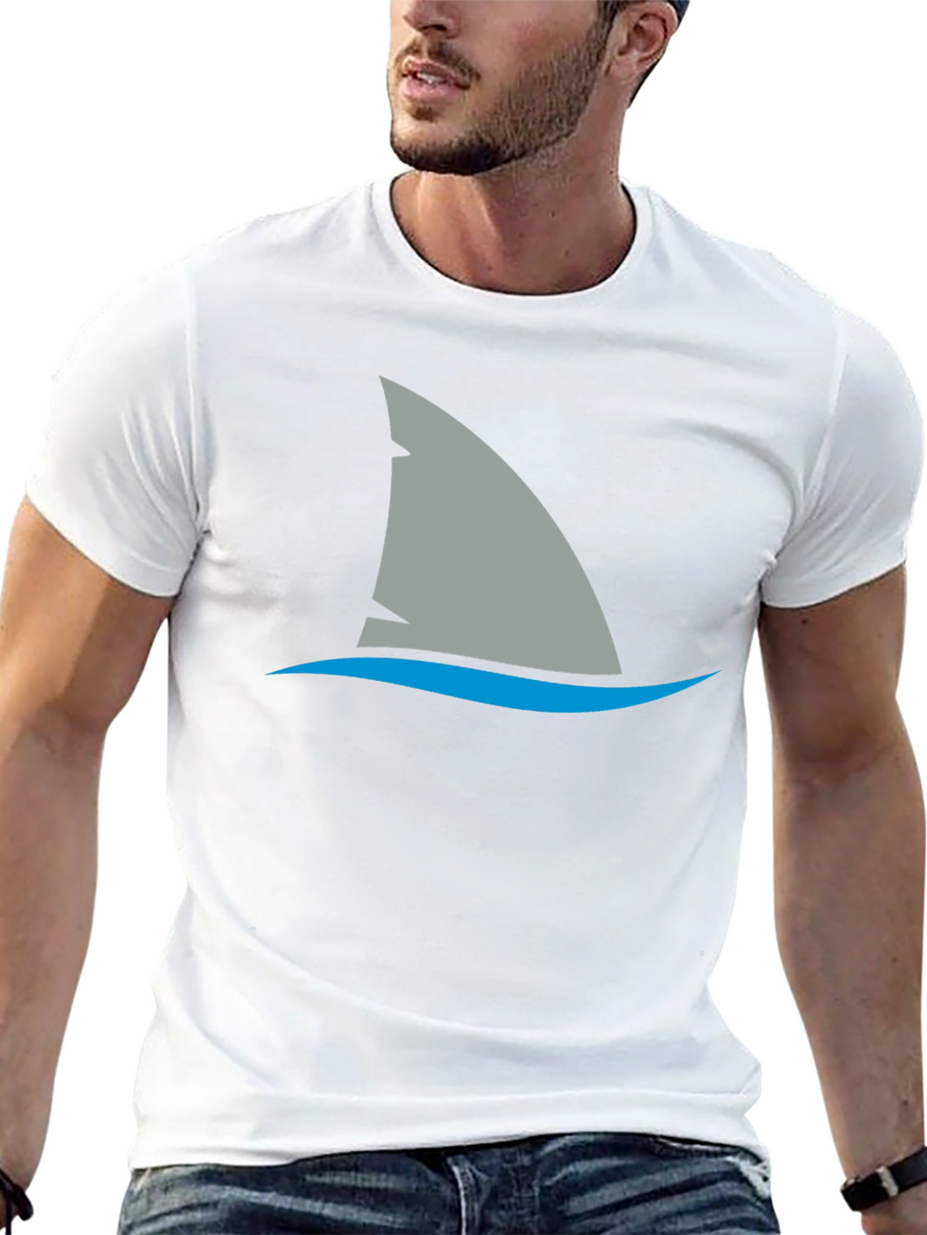 Shark Fin Graphic Tee - Black Cotton Comfort