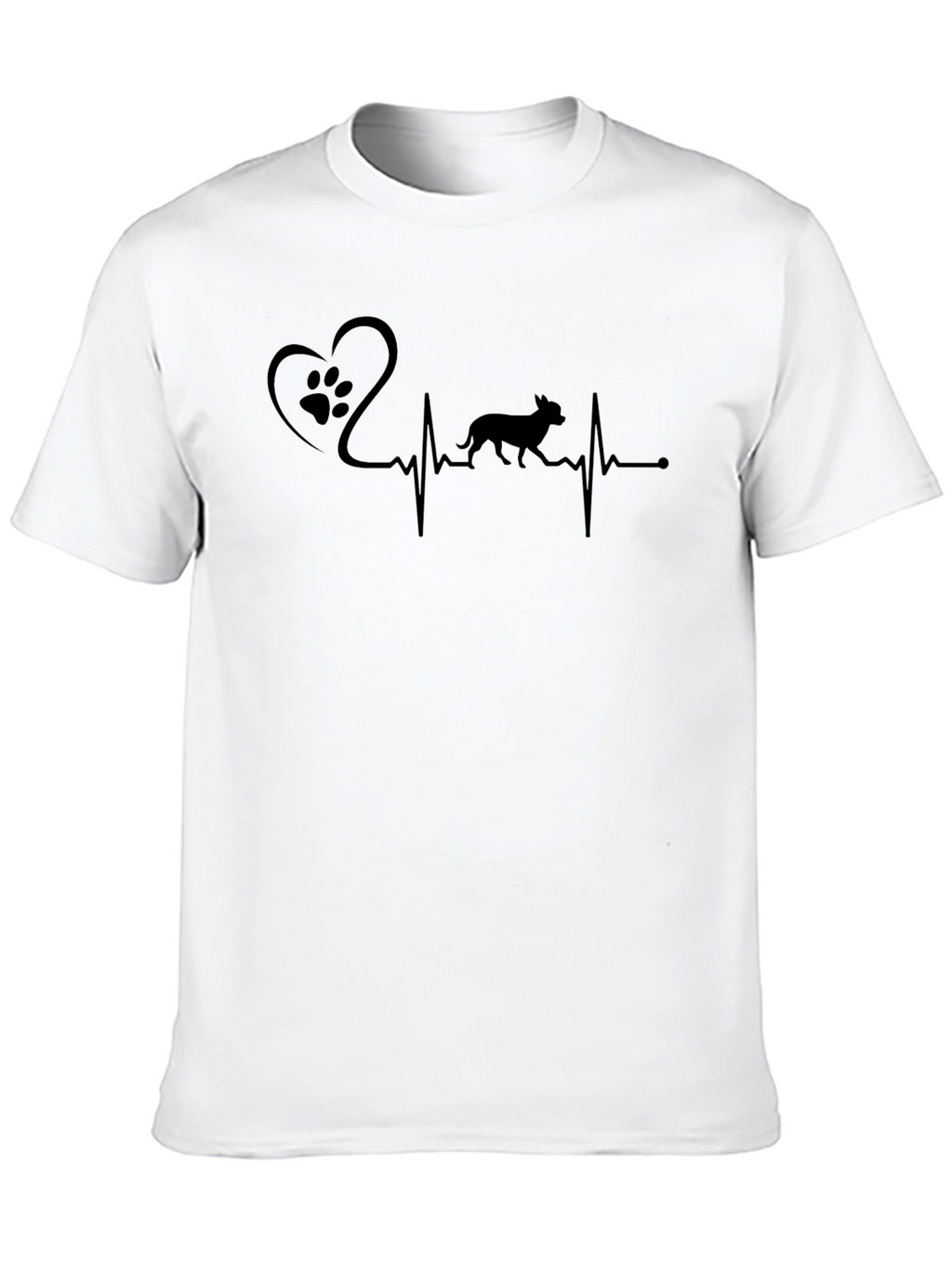 Dog Paw Heartbeat T-Shirt - Mens Black Graphic Tee