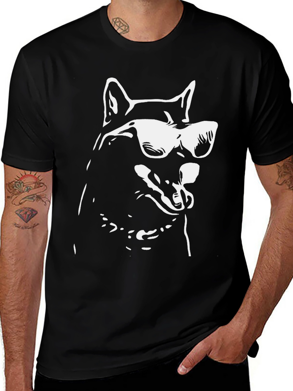 Cool Dog Graphic Tee - Stylish Black T-Shirt